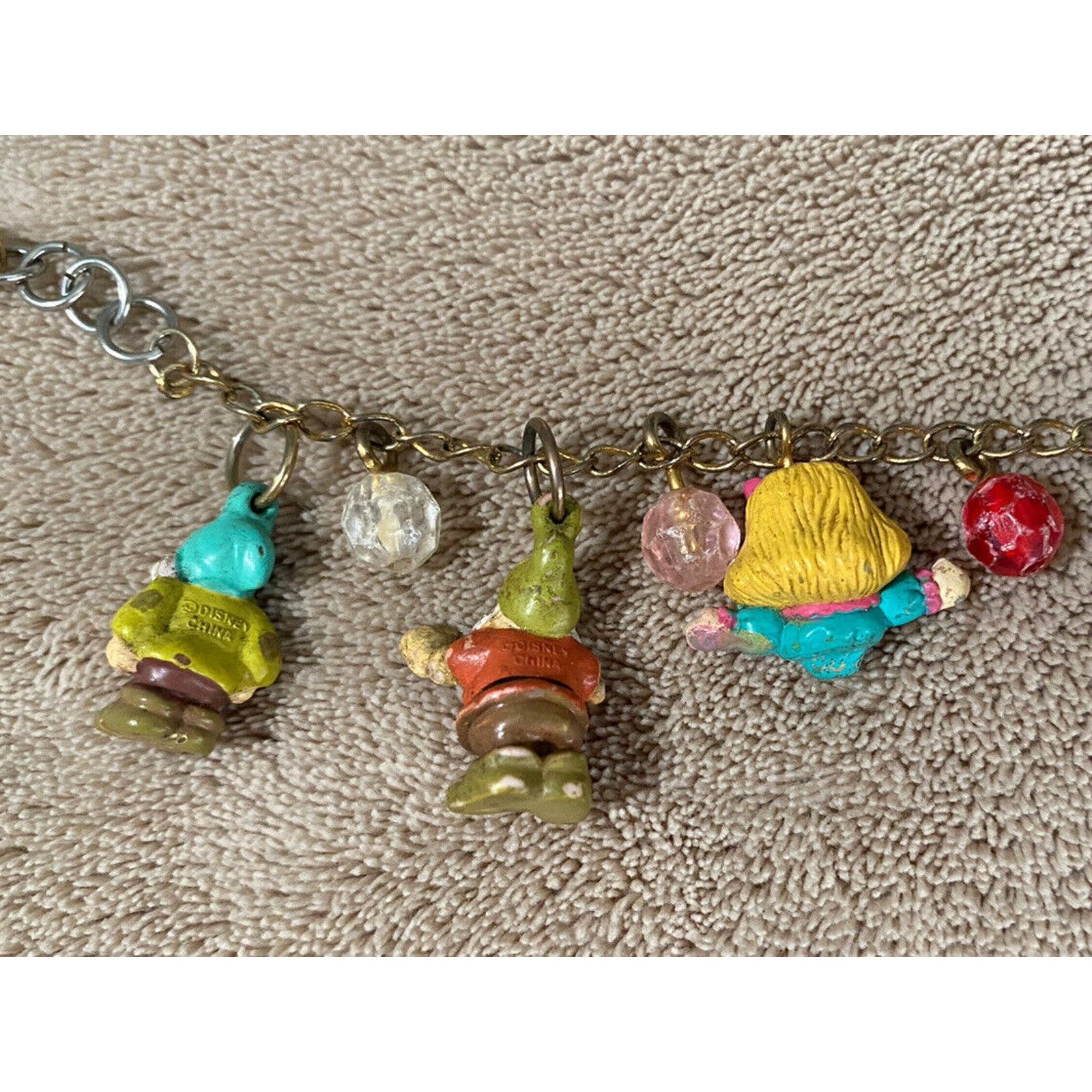 Disney 1980s Disney Vintage Antique Snow White Dwarf Charm Bracelet Size ONE SIZE - 9 Thumbnail