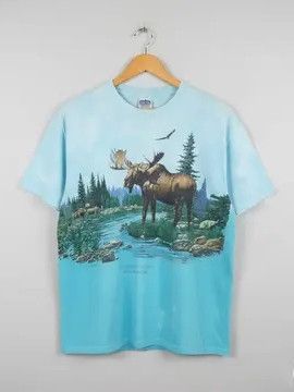 Vintage VTG Habitat XCVIII Mount New Hampshire Moose AOP Oneita Tag Size US XXL / EU 58 / 5 - 2 Thumbnail