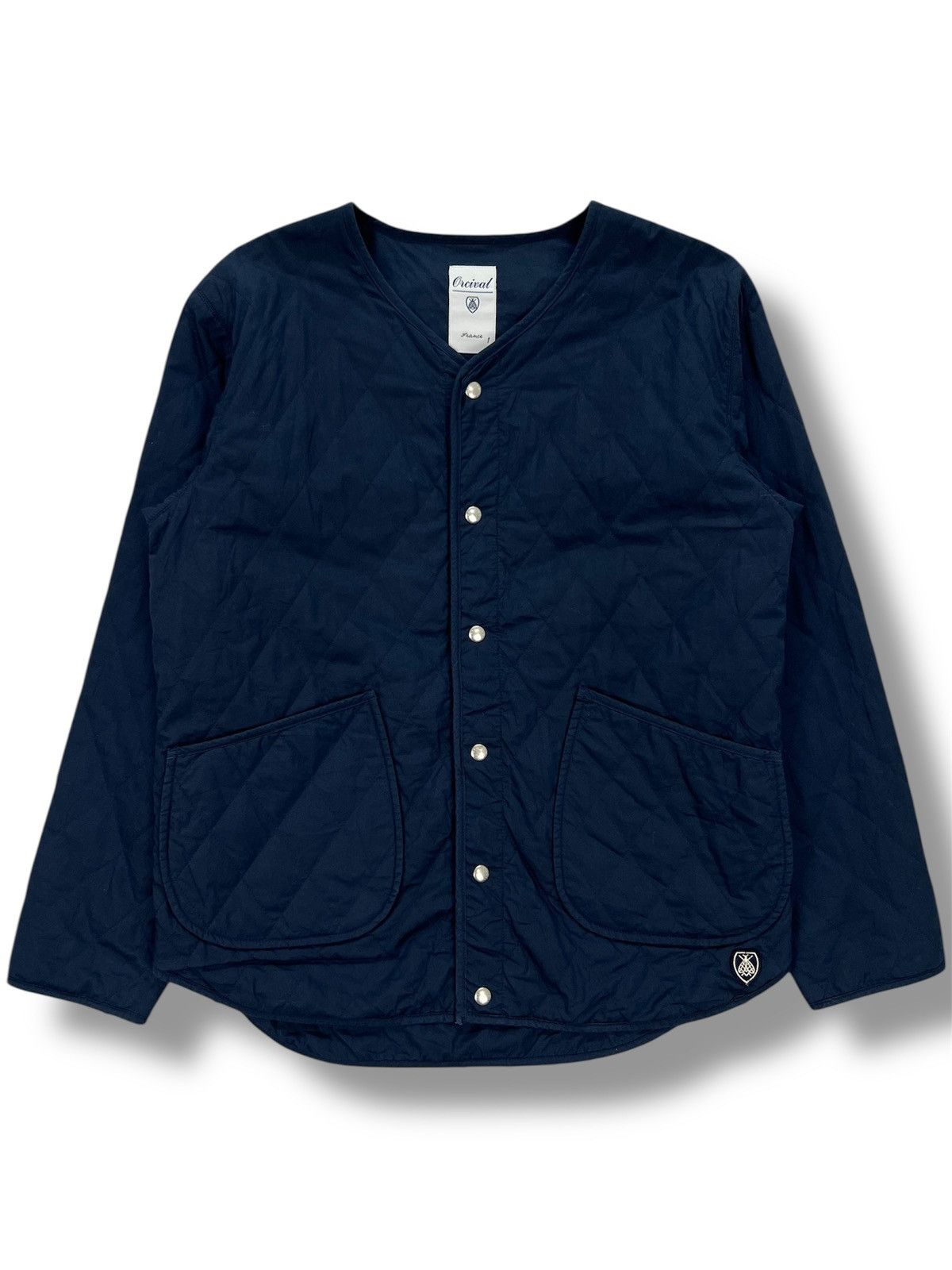 Orcival Orcival Navy Quilted Collarless Jacket Size XS / US 0-2 / IT 36-38 - 1 Thumbnail