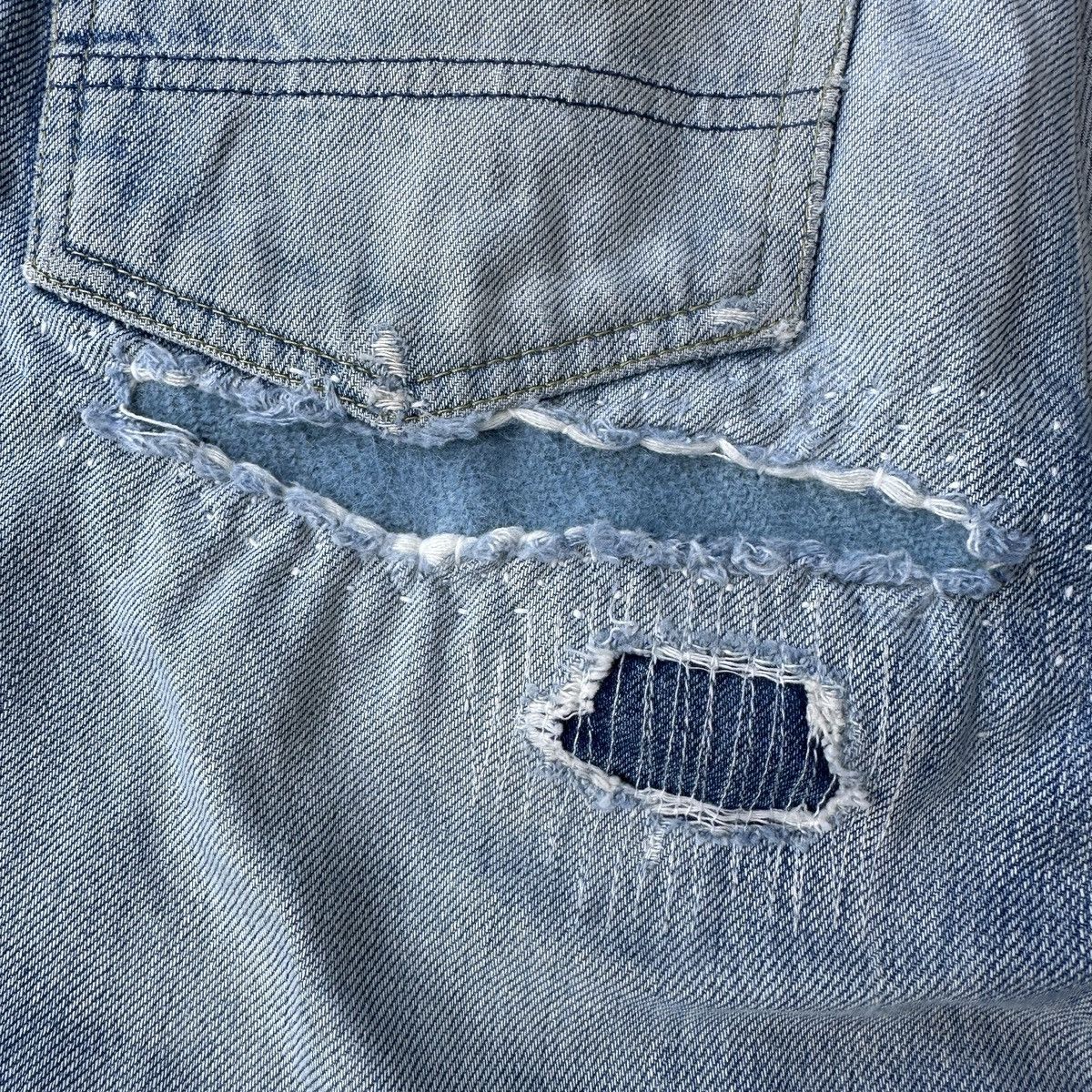 FDMTL Mercedes Benz Selvedge Crash Boro Denim Shorts jort capris Size US 36 / EU 52 - 12 Thumbnail