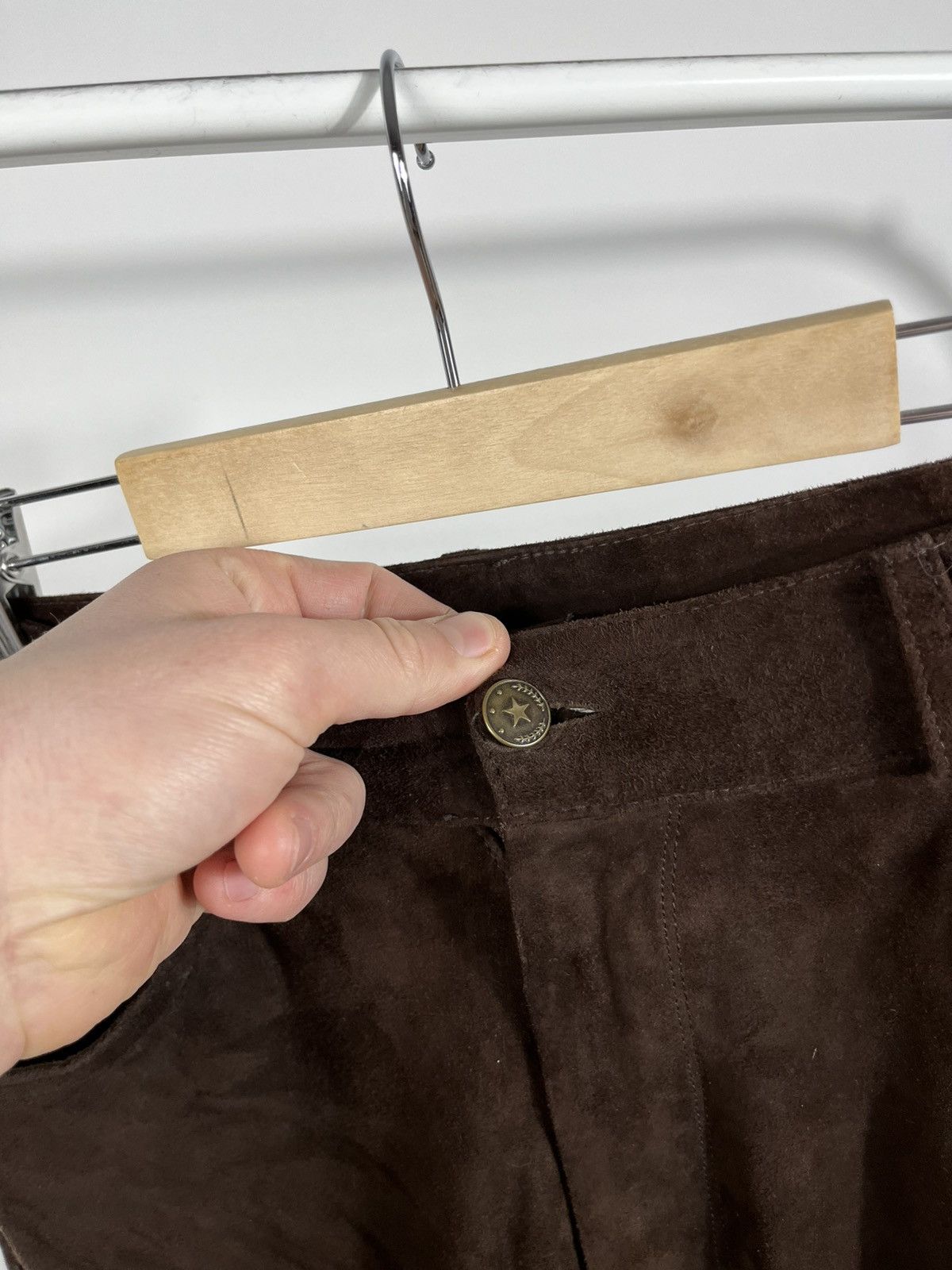 Leather Vintage Suede Leather Pants Brown Classic Fit Straight Leg Size US 32 / EU 48 - 4 Thumbnail