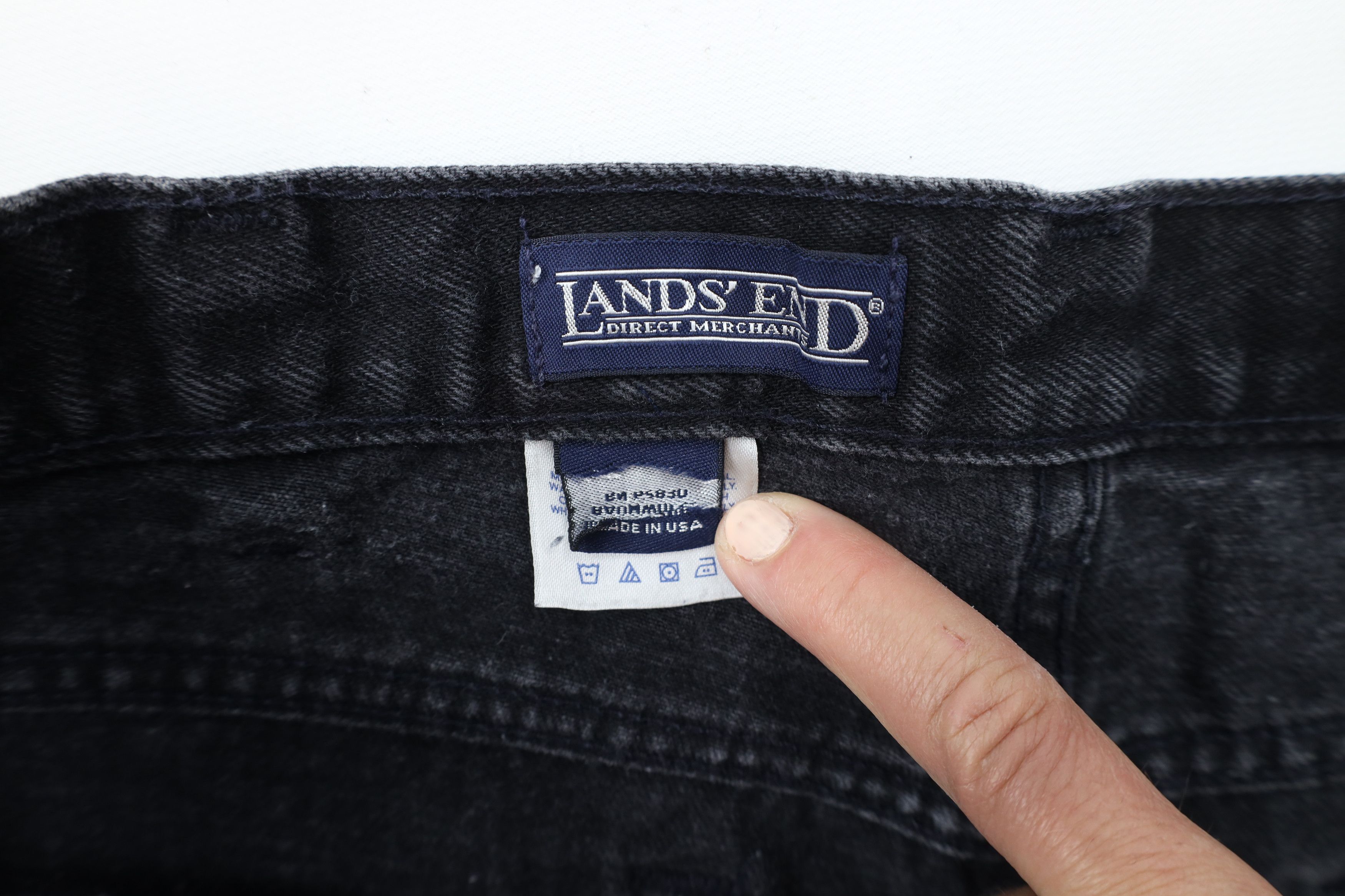 Lands' End × Vintage Vintage 90s Lands End Tapered Leg Denim Jeans Black USA Size US 34 / EU 50 - 8 Thumbnail