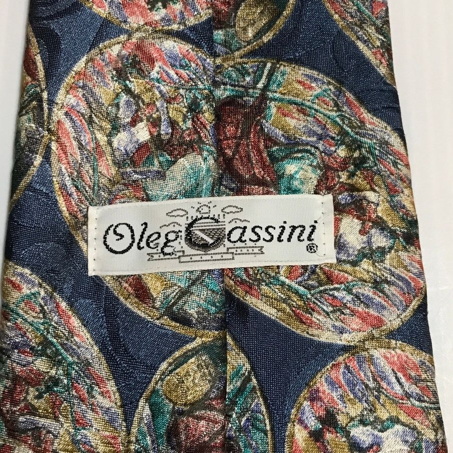 Oleg Cassini Oleg Cassini Stained Glass Classic Wide Silk Necktie Size ONE SIZE - 3 Thumbnail