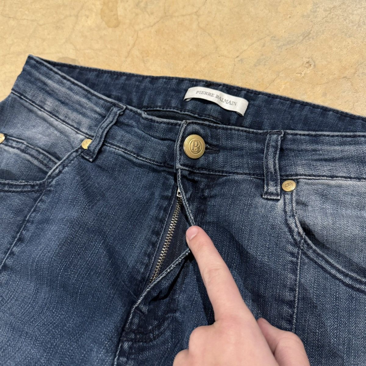 Pierre Balmain Pierre Balmain Paneled Moto Biker Slim Faded Denim Size US 30 / EU 46 - 5 Thumbnail