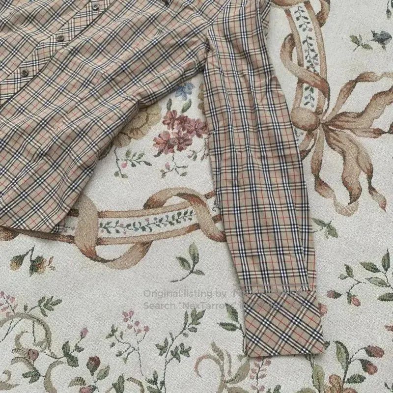 Burberry Burberry Khaki Cotton Check Long Sleeve Shirt. Size M / US 6-8 / IT 42-44 - 3 Thumbnail
