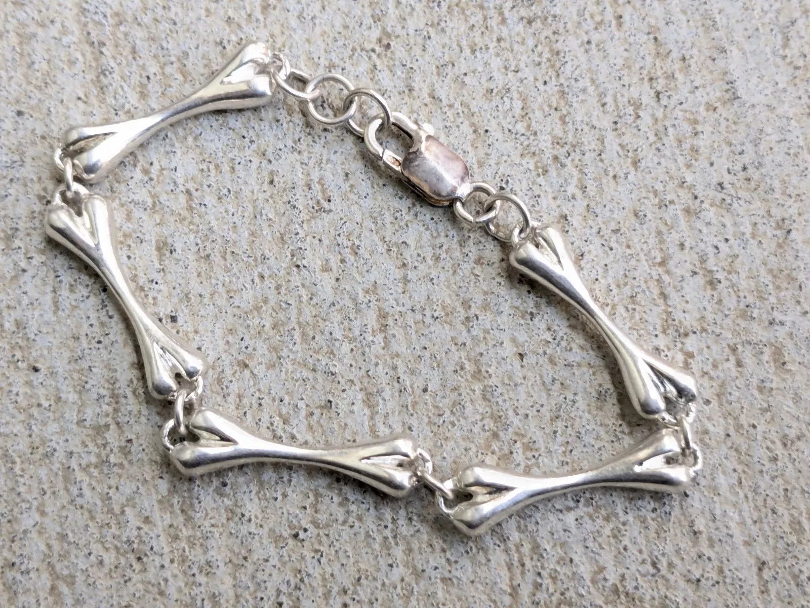 Sterling Silver Vintage Sterling Silver Bracelet Bone Skeleton 7.25" Size ONE SIZE - 5 Thumbnail