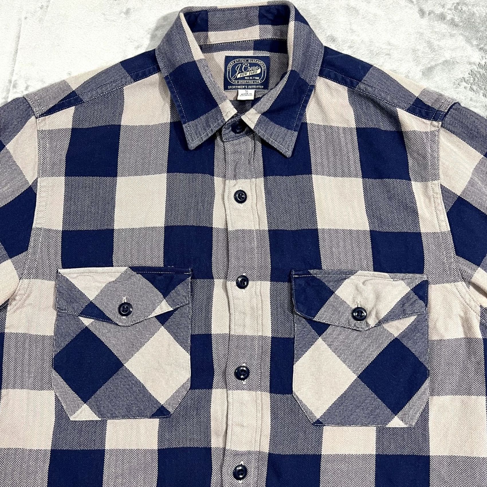J.Crew J.Crew Men's S Blue Tan Buffalo Check Flannel Shirt Long Sleeve Button Up Size US S / EU 44-46 / 1 - 2 Thumbnail