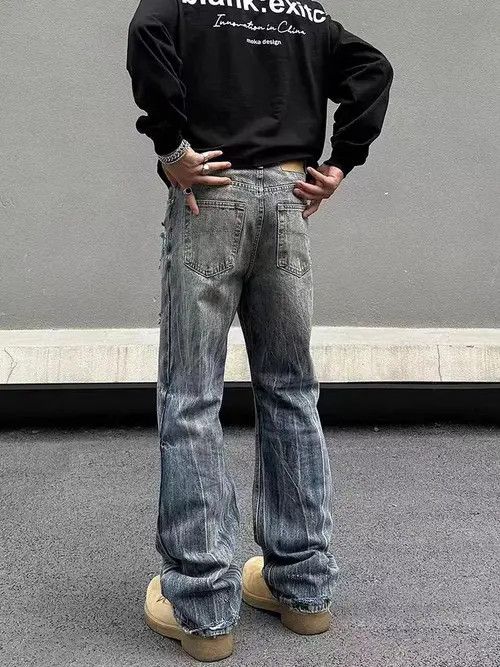 VIBE Street distressed corrugated crease micro-flared jeans Size US 32 / EU 48 - 2 Thumbnail