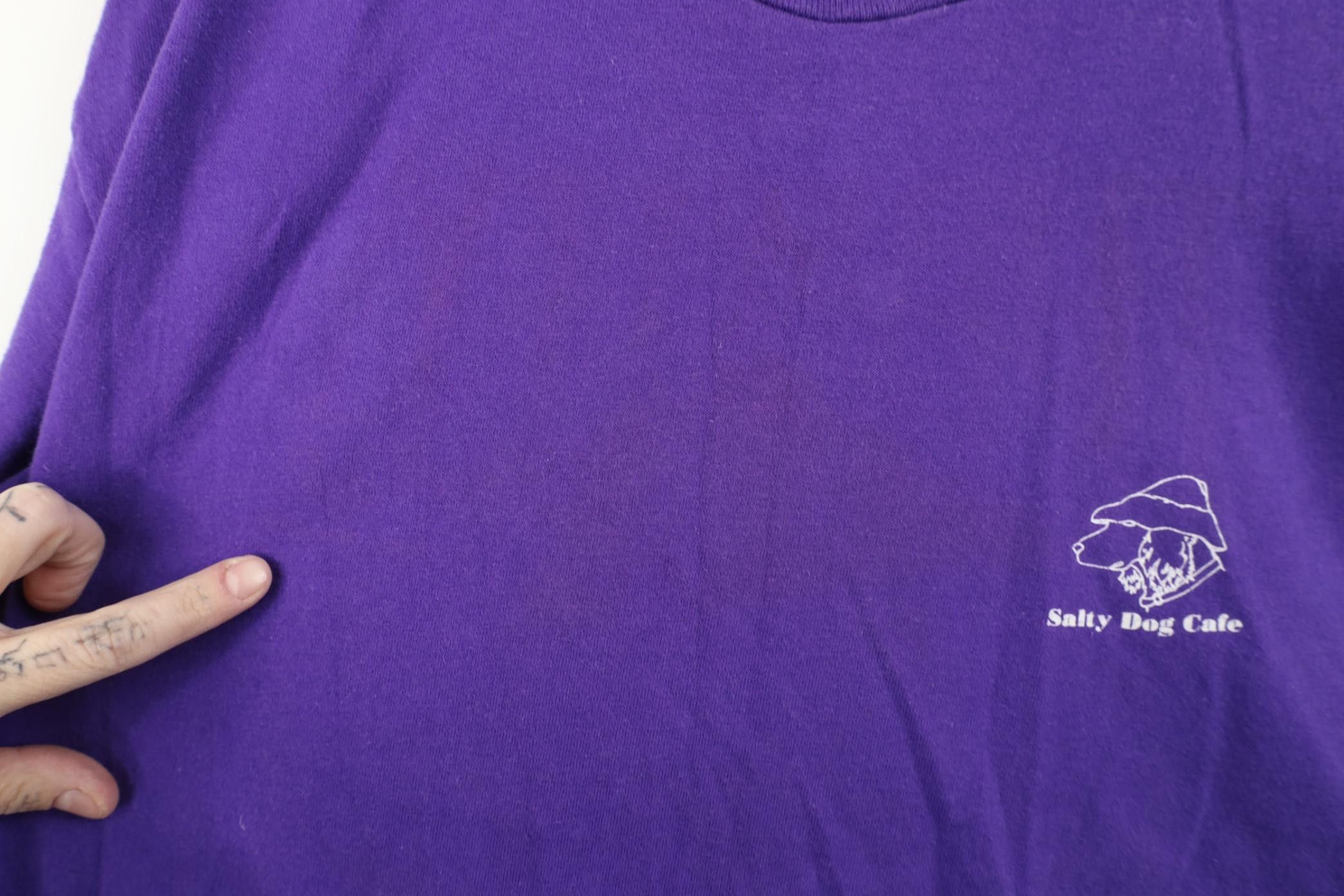 Vintage Vintage 80s Spell Out 1989 Salty Dog Cafe T-Shirt Purple USA Size US XL / EU 56 / 4 - 6 Thumbnail