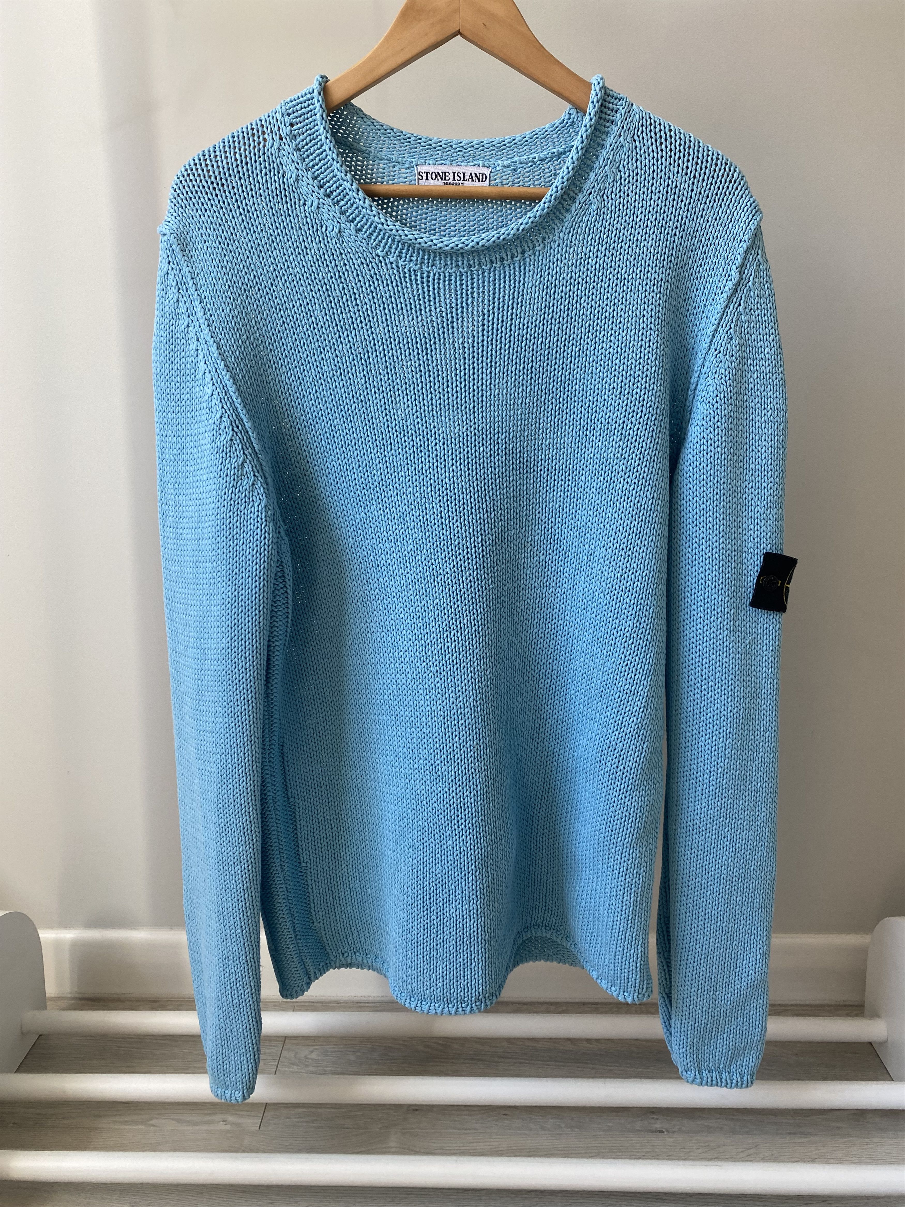 image of Stone Island Color Cotton Knitwear in Blue, Men's (Size 2XL)