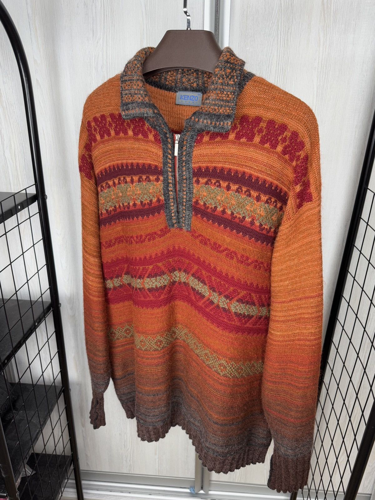 Kenzo Kenzo VNTG Wool Mohair Acrylic multicoloured 1/4 zip sweater Size US L / EU 52-54 / 3 - 6 Thumbnail