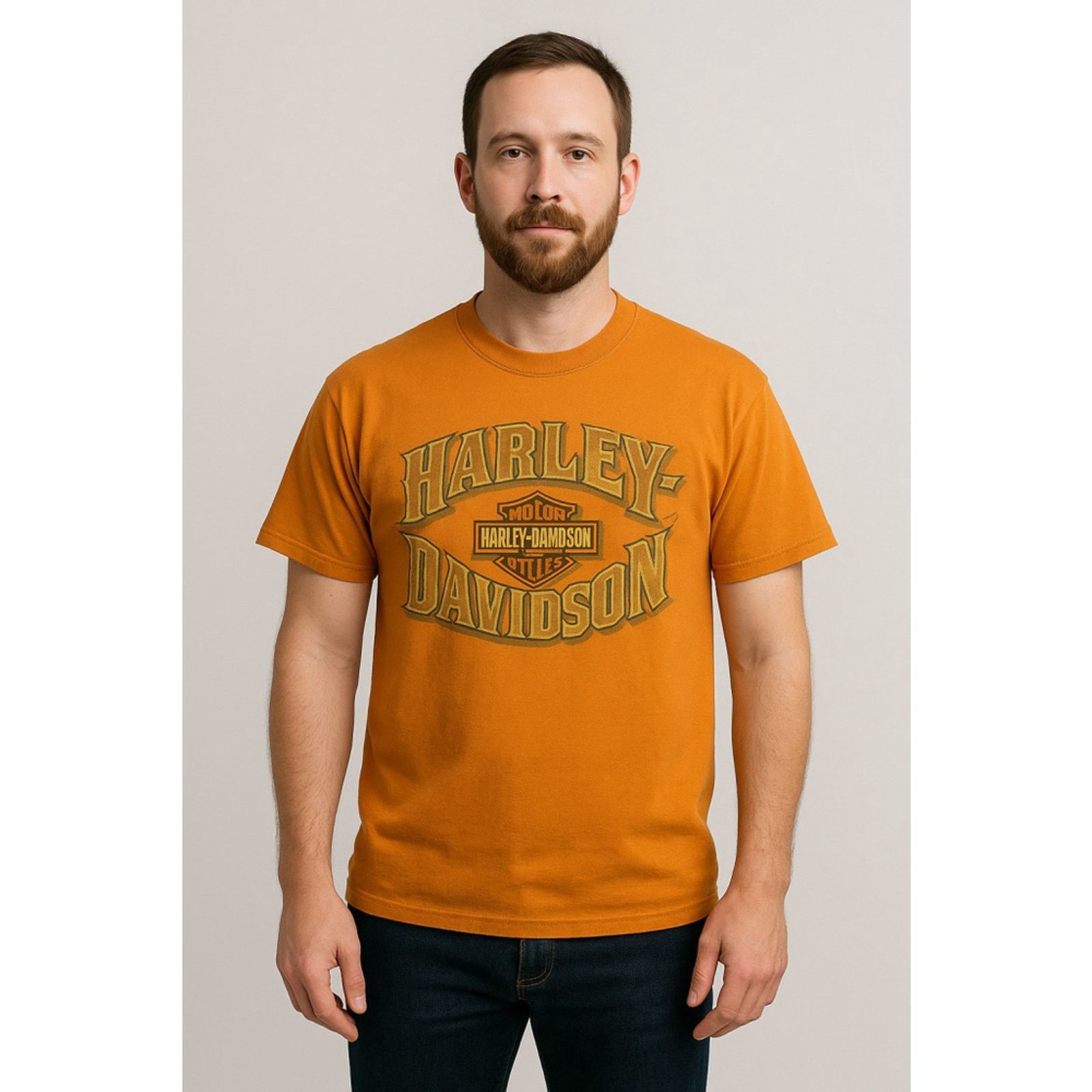 Harley Davidson Vintage Orange Harley Davidson Graphic Tee Hanes Beefy L Size US L / EU 52-54 / 3 - 1 Thumbnail