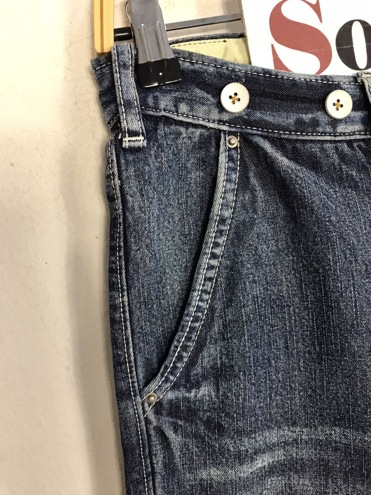 Japanese Brand × Vintage Vintage Cube sugar Buckle Back Distressed Denim Short Size US 30 / EU 46 - 8 Thumbnail