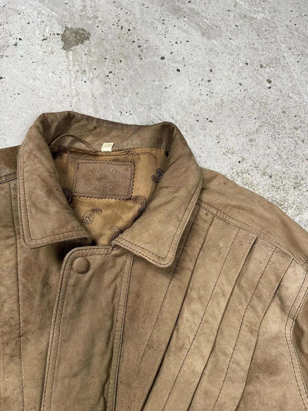 Genuine Leather × Vintage Vintage 90s Brown Distressed Utility Leather Bomber Jacket Size US L / EU 52-54 / 3 - 7 Thumbnail