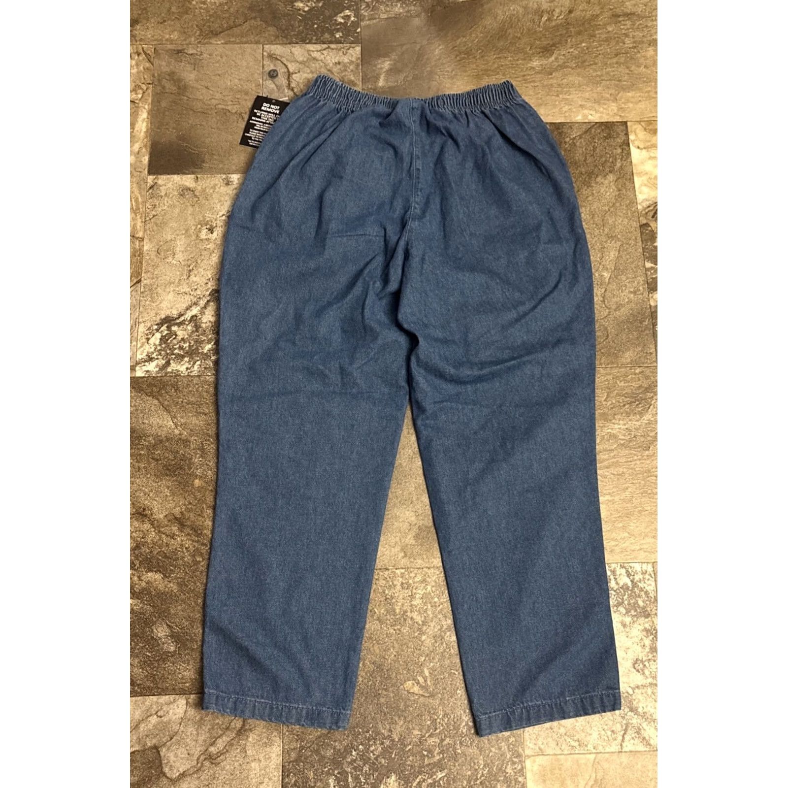 Vintage VINTAGE Woman Within Jeans Womens 16W Blue New Light Wash Denim Elastic waist Pockets Cotton Rise Size 29" - 4 Thumbnail