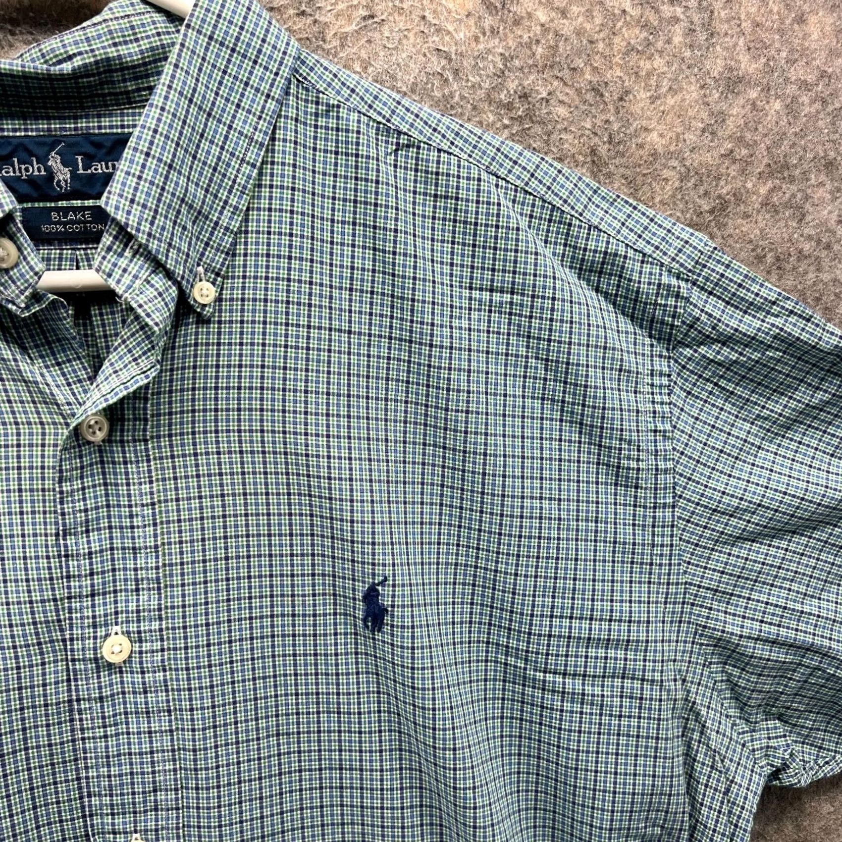 Polo Ralph Lauren VINTAGE Polo Ralph Lauren Shirt Mens M Blue Custom Blake Oxford Gingham Polo Ralph Lauren Shirt Button-Up Short Sleeve Collared Size US M / EU 48-50 / 2 - 7 Thumbnail