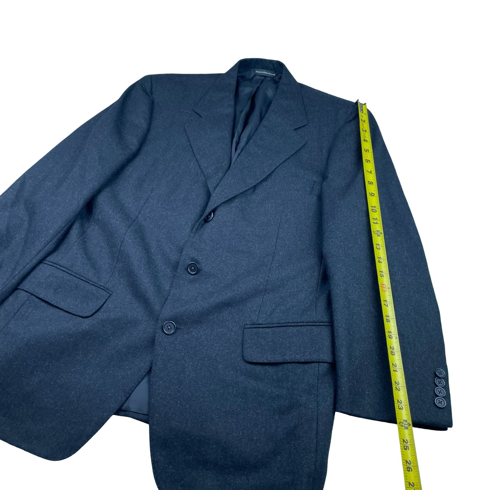 Samuelsohn Samuelsohn Men’s Flannel Wool 2-Button Suit Charcoal Gray • Size 42R - 13 Thumbnail