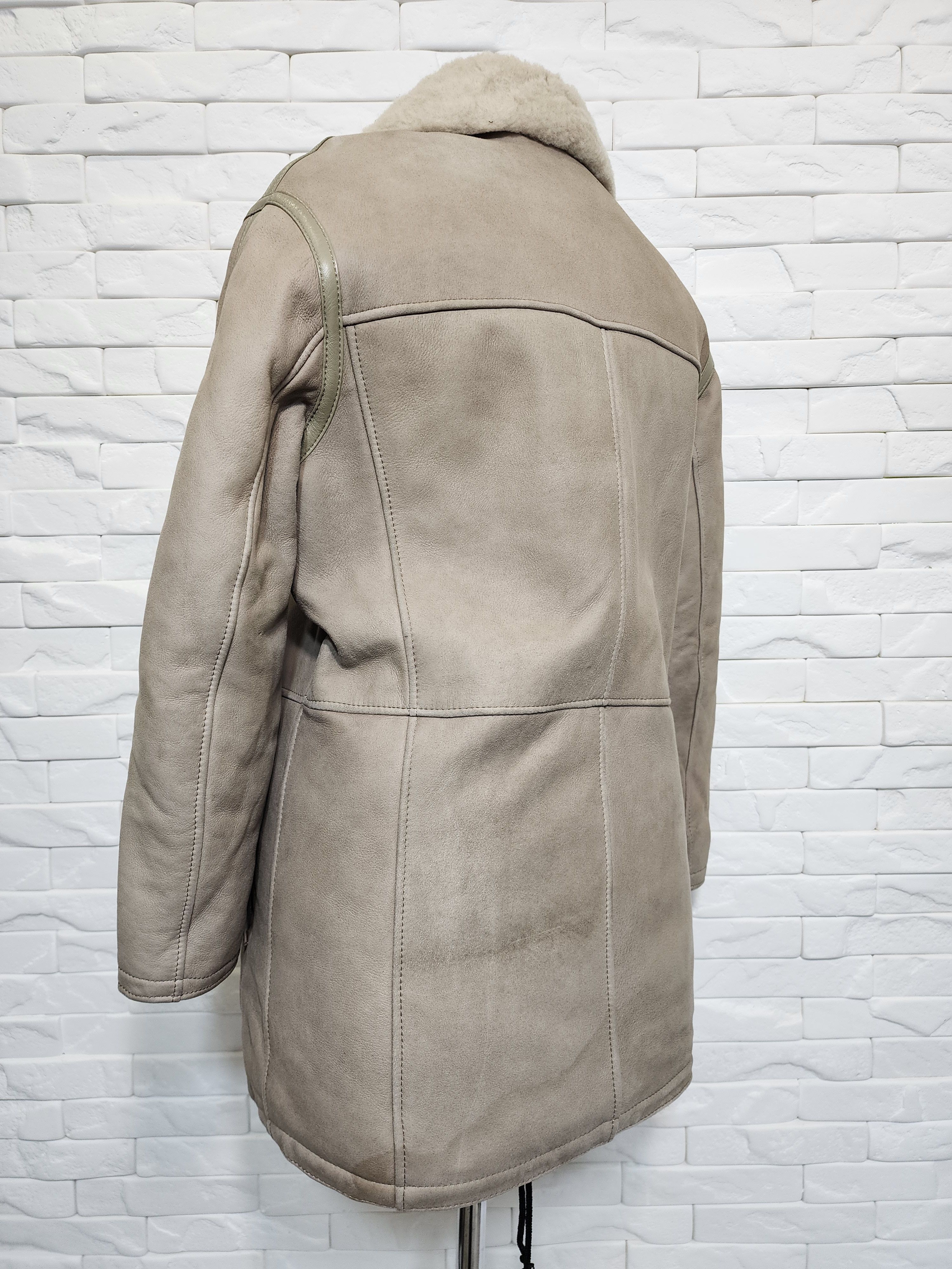 Genuine Leather Men's Gray Sheepskin Coat: Zipper-Up Winter Coat Size US M / EU 48-50 / 2 - 6 Thumbnail