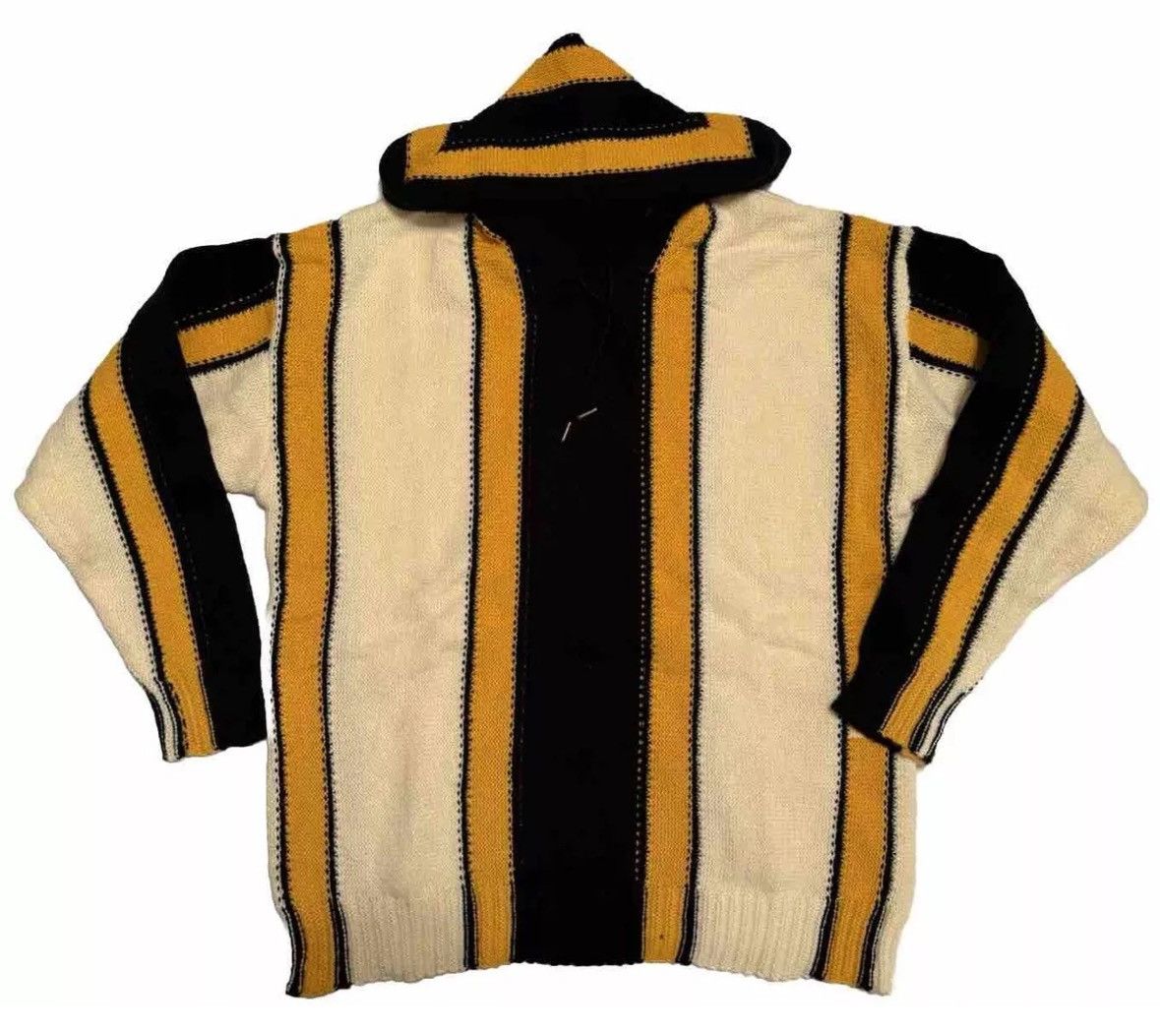 Other Striped Black White Yellow Knitted Hoodie Pullover Sz Medium Size US M / EU 48-50 / 2 - 1 Thumbnail