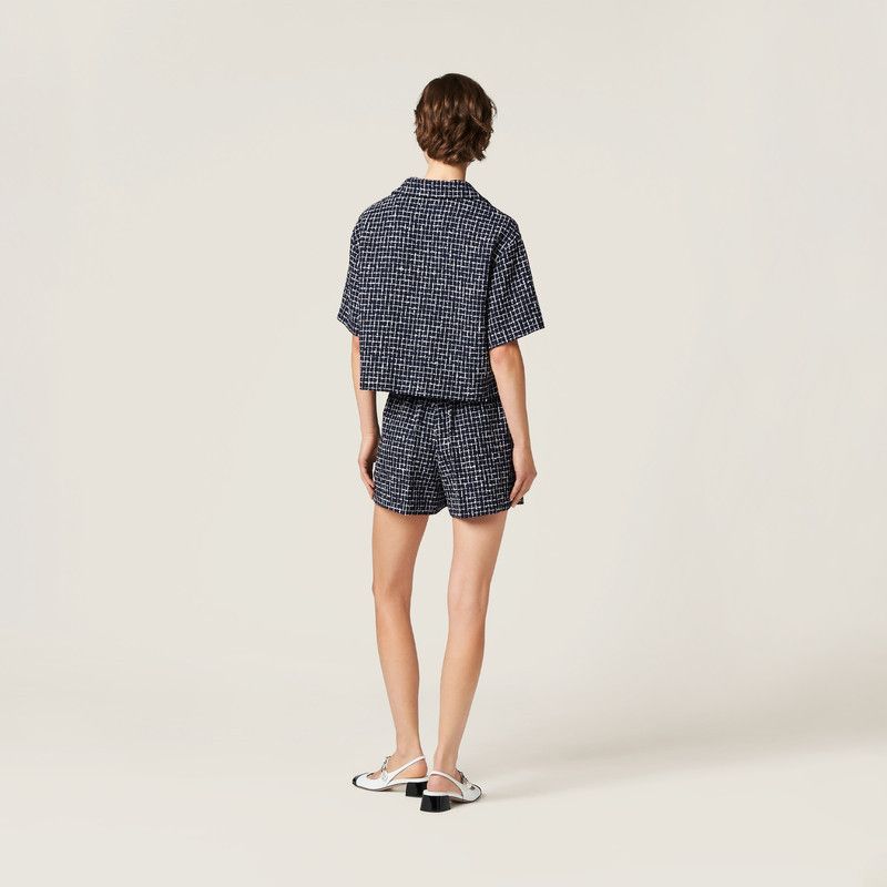 Miu Miu o1B3y1r0526 Single-Breasted Checked Tweed Jacket in Blue Size S / US 4 / IT 40 - 3 Thumbnail