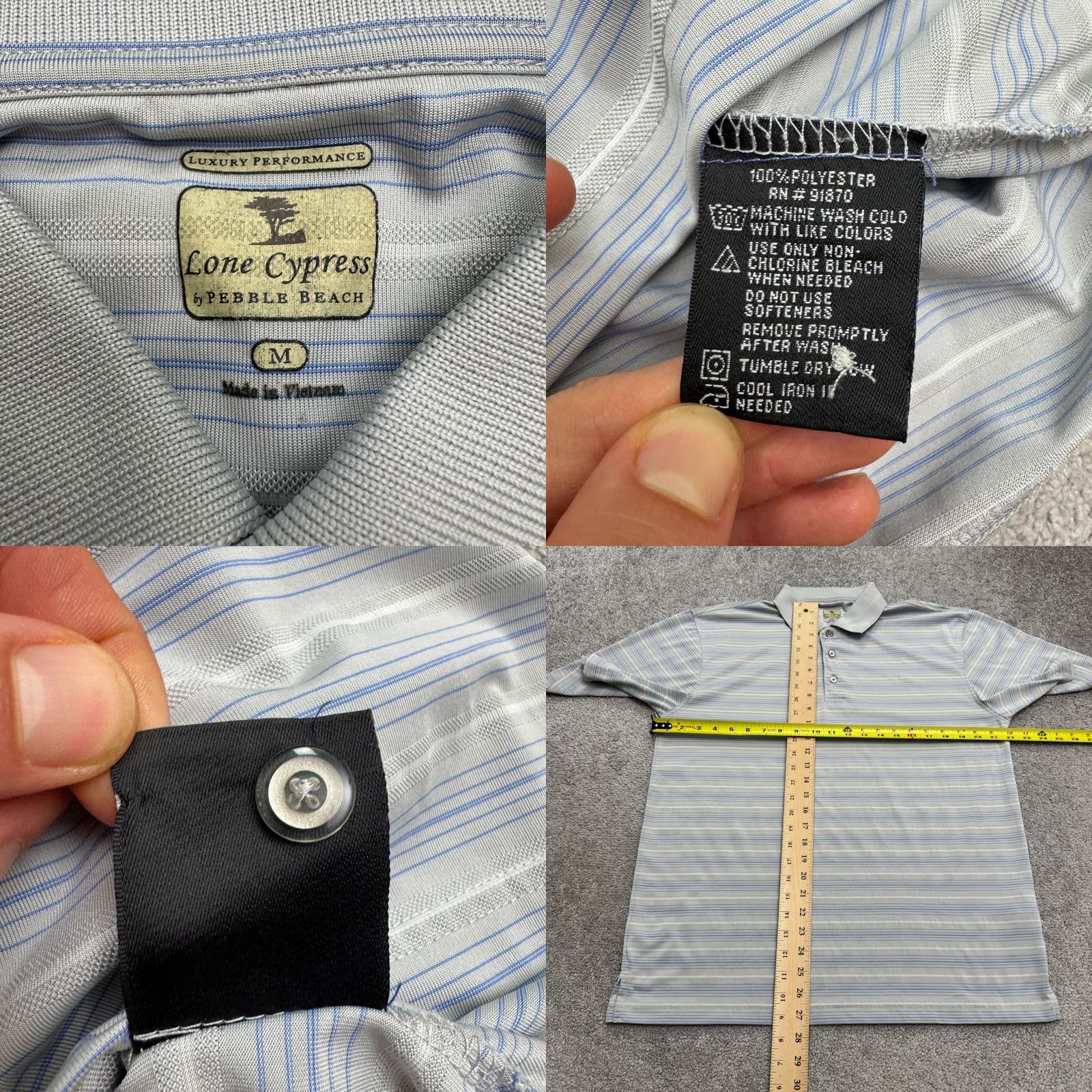 Vintage Lone Cypress Polo Shirt Mens M Blue Striped Luxury Performance Polo Shirt Regular Size M Blue Striped Size US M / EU 48-50 / 2 - 8 Thumbnail