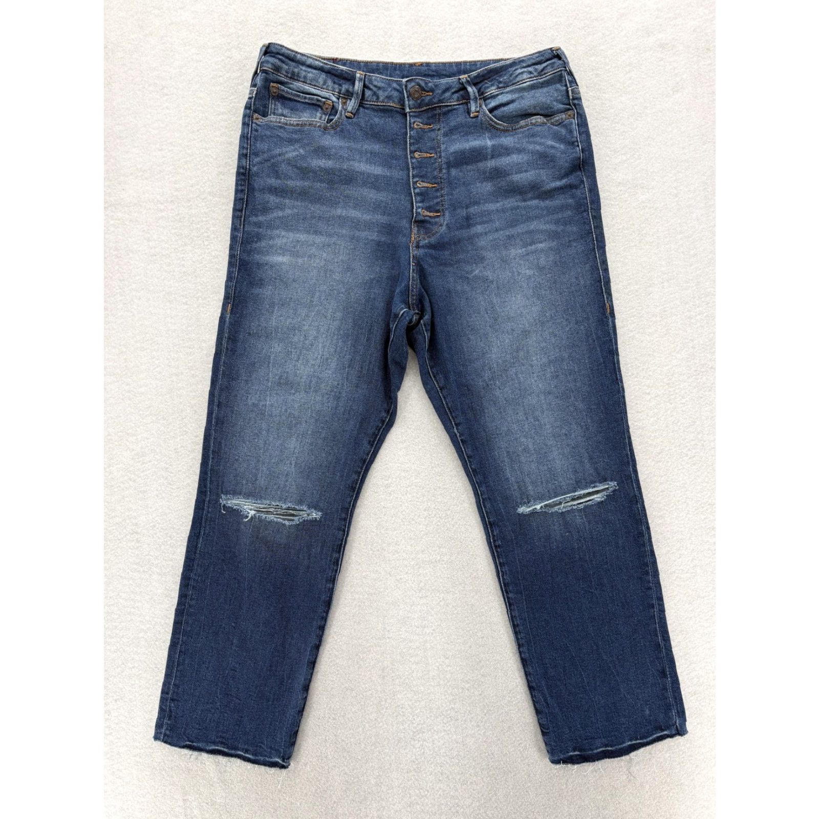 True Religion VINTAGE? No. True Religion Starr Jeans Womens 33 Blue High Rise Cropped Straight Distressed Shirt? Size 24" / US 00 / IT 34 - 2 Thumbnail
