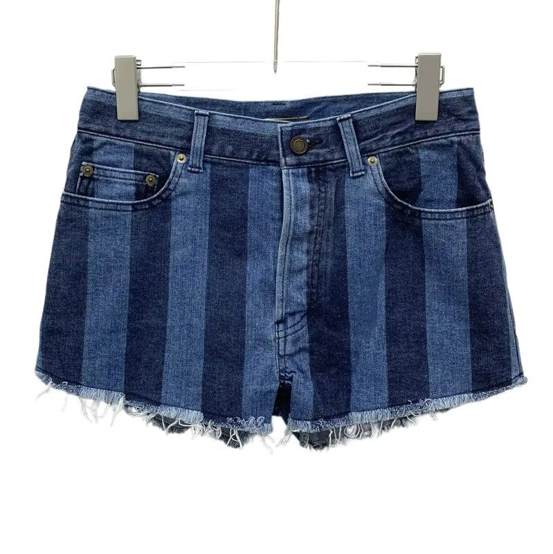 Yves Saint Laurent YSL Women's Dark Blue Cotton Shorts 0089 Size 28" / US 6 / IT 42 - 1 Thumbnail