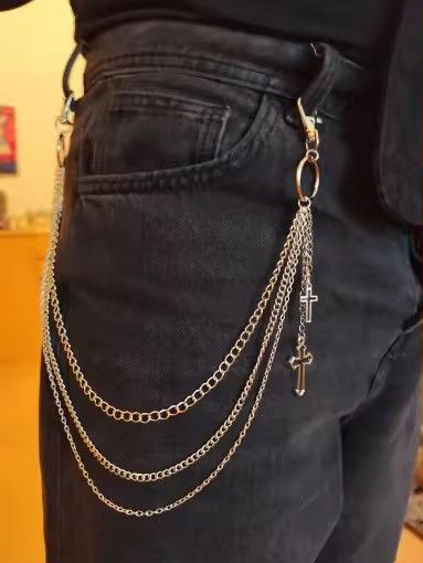 Jewelry Punk Multilayer Metal Cross Pendant Pant Chain Size ONE SIZE - 4 Thumbnail