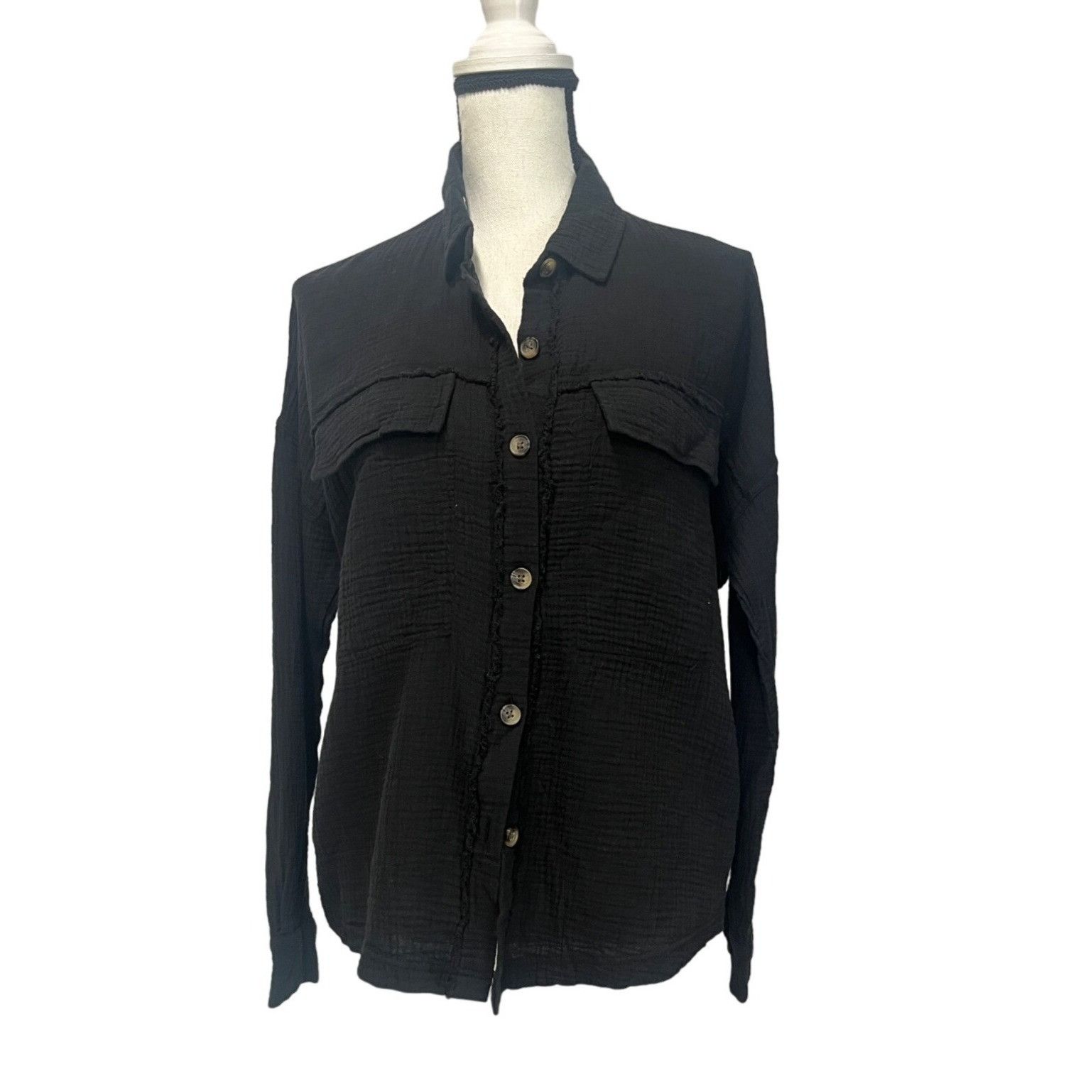 UNIONBAY Supplies by UNIONBAY Crinkle Gauze Button Front Shirt Jacket Size XS / US 0-2 / IT 36-38 - 3 Thumbnail