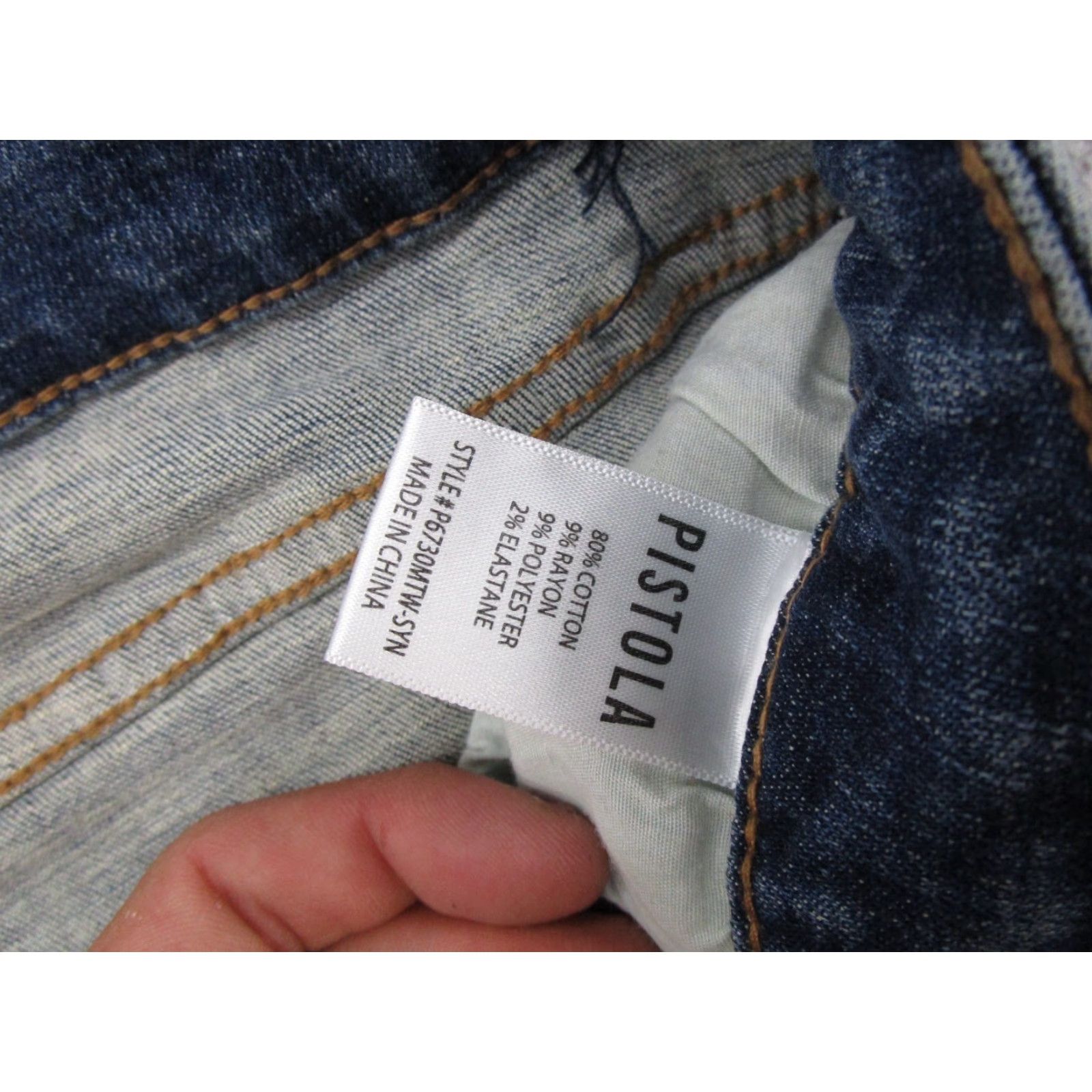 Pistola Pistola Women's Blue Stretch Distressed Skinny Jeans Size 29 Mid Rise Jeans Women Blue Stretch Distressed Skinny Size 29 Size 29" - 5 Thumbnail