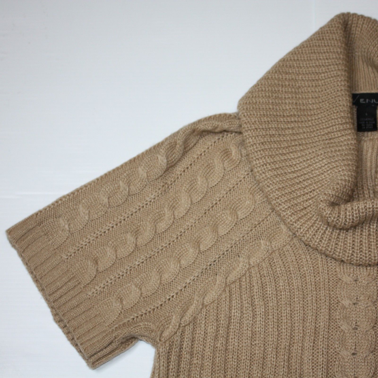 Other Venue Short Sleeve Knit Cowl Neck Sweater Top in Tan Color Size L / US 10 / IT 46 - 5 Thumbnail
