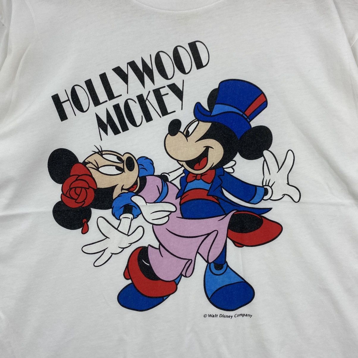Vintage 80s Hollywood Mickey Minnie Disney Vtg Tee White L Size US L / EU 52-54 / 3 - 4 Thumbnail
