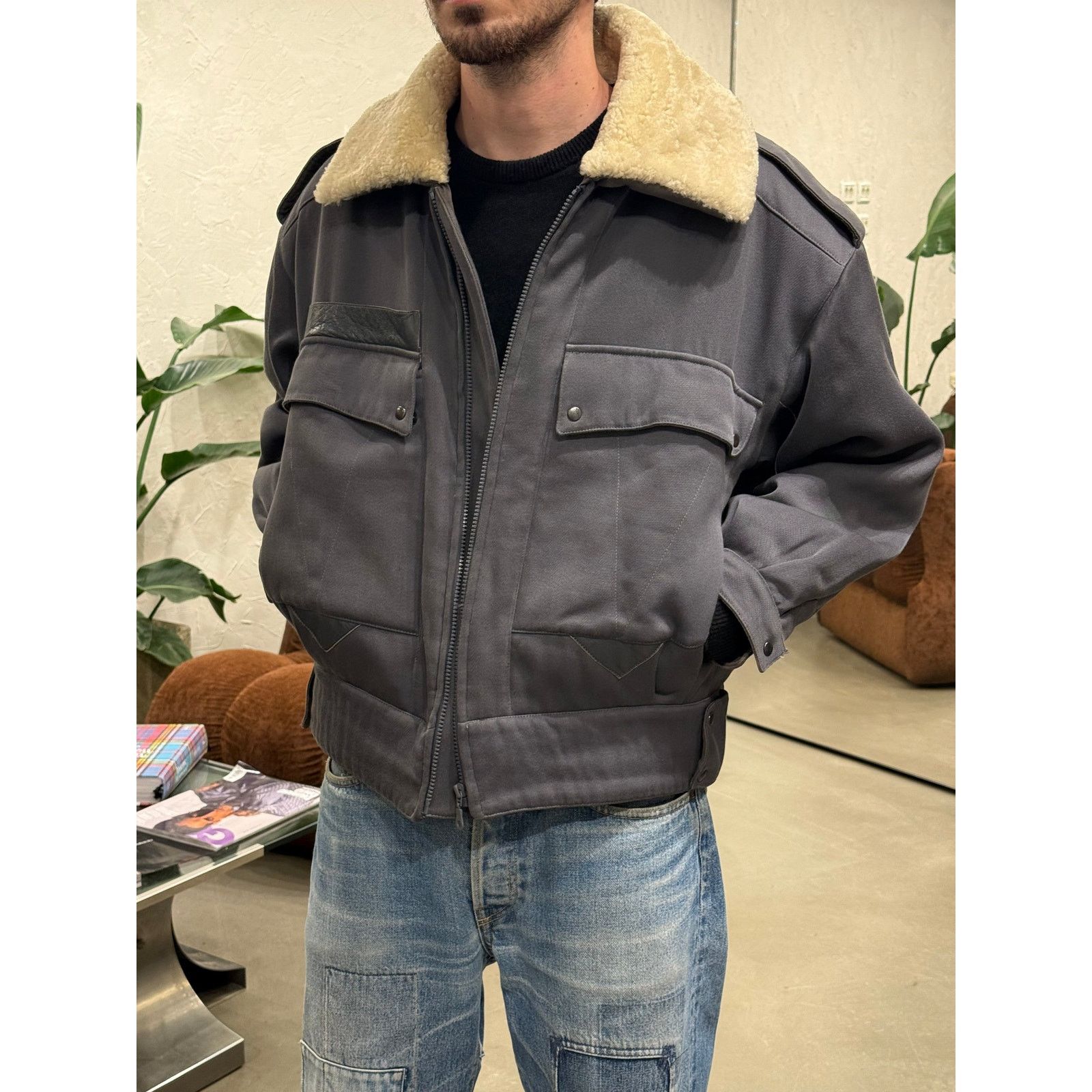 1980s Claude Montana flight avaitor shearling jacket