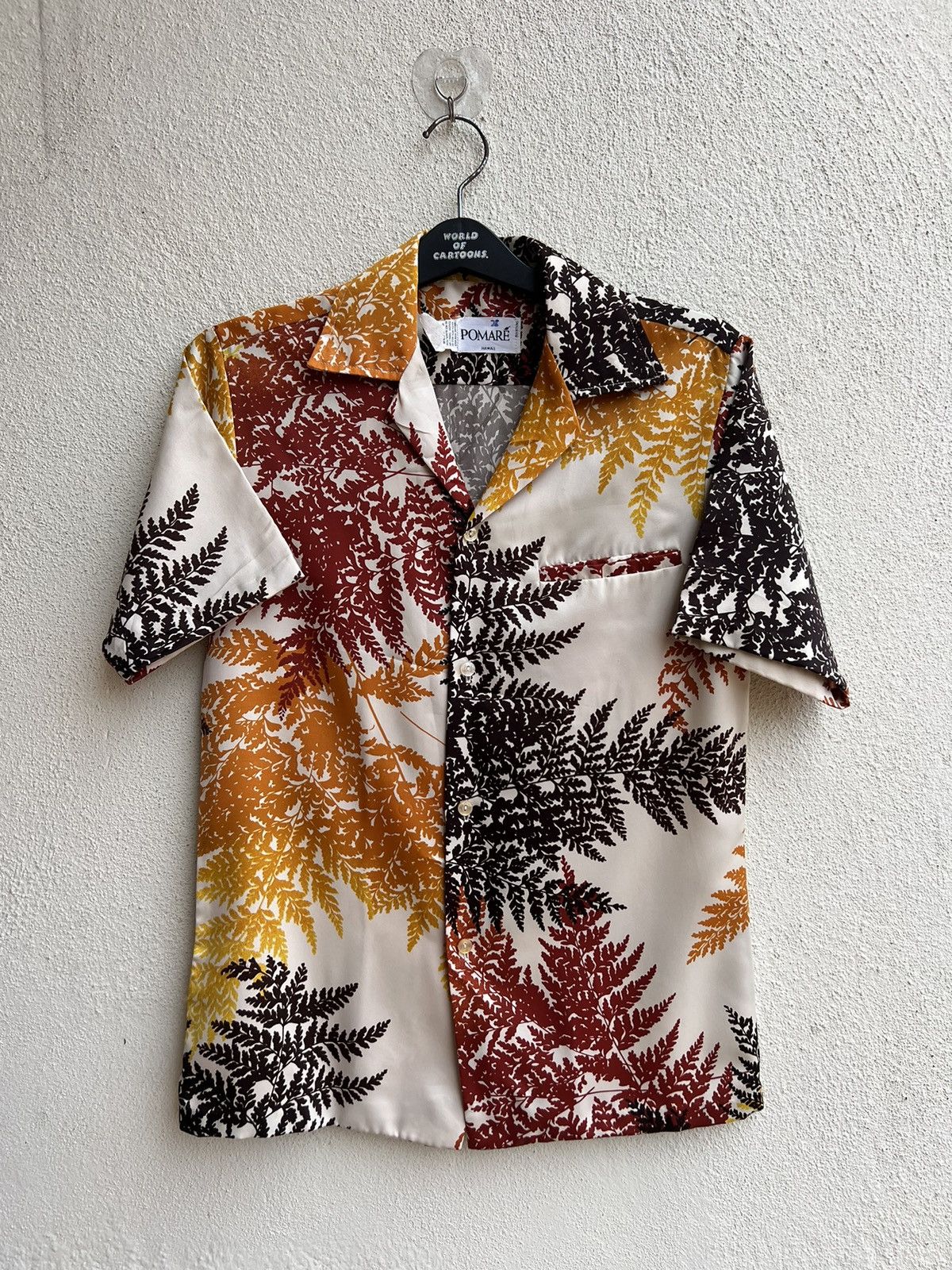 Vintage VTG 70s PAMORE Multi Colour Leaves Polyester Hawaiian Shirt Size US S / EU 44-46 / 1 - 23 Thumbnail