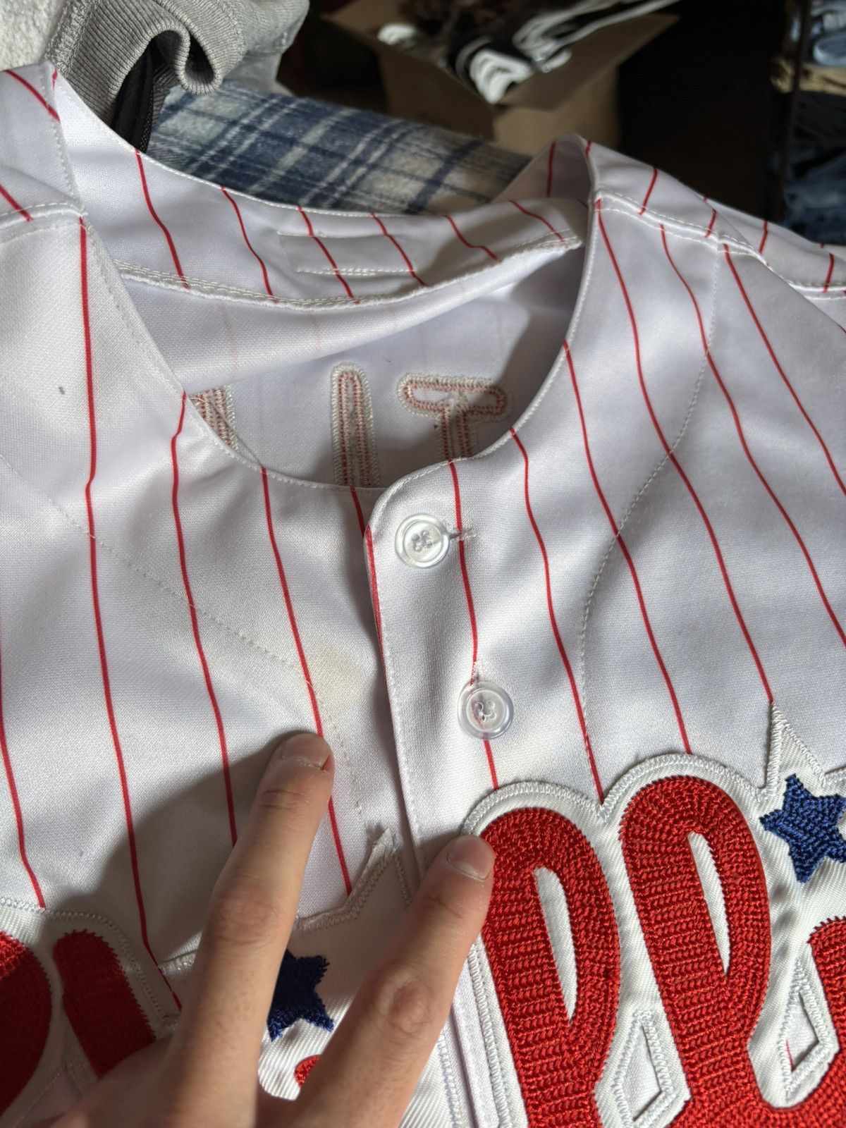 Majestic × Vintage Crazy 2008 Philadelphia Phillies Boxy Pinstripe Jersey Size US XL / EU 56 / 4 - 10 Thumbnail