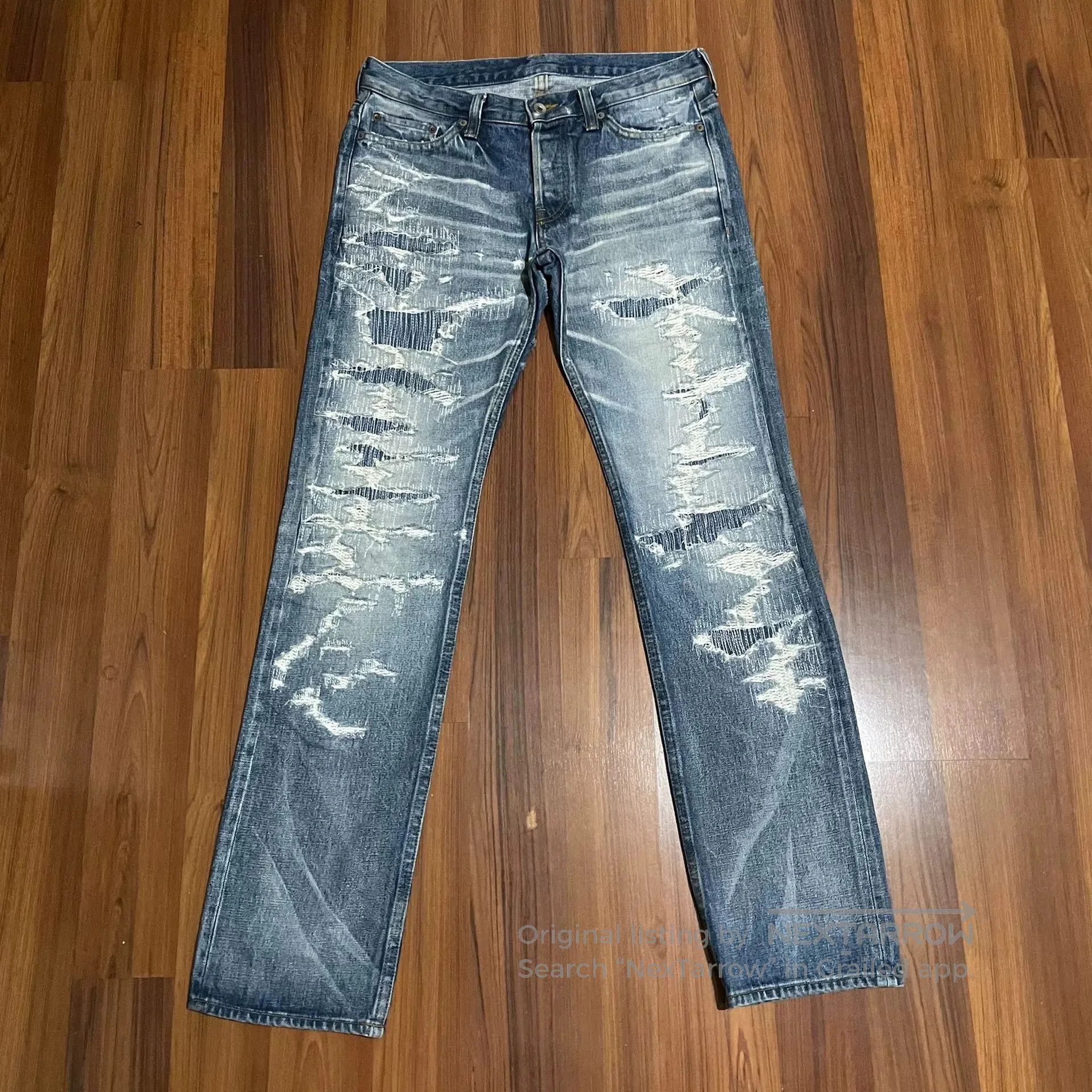 Marblesoda MARBLES Japan Patched Distressed Denim Jeans. Size US 26 / EU 42 - 1 Thumbnail