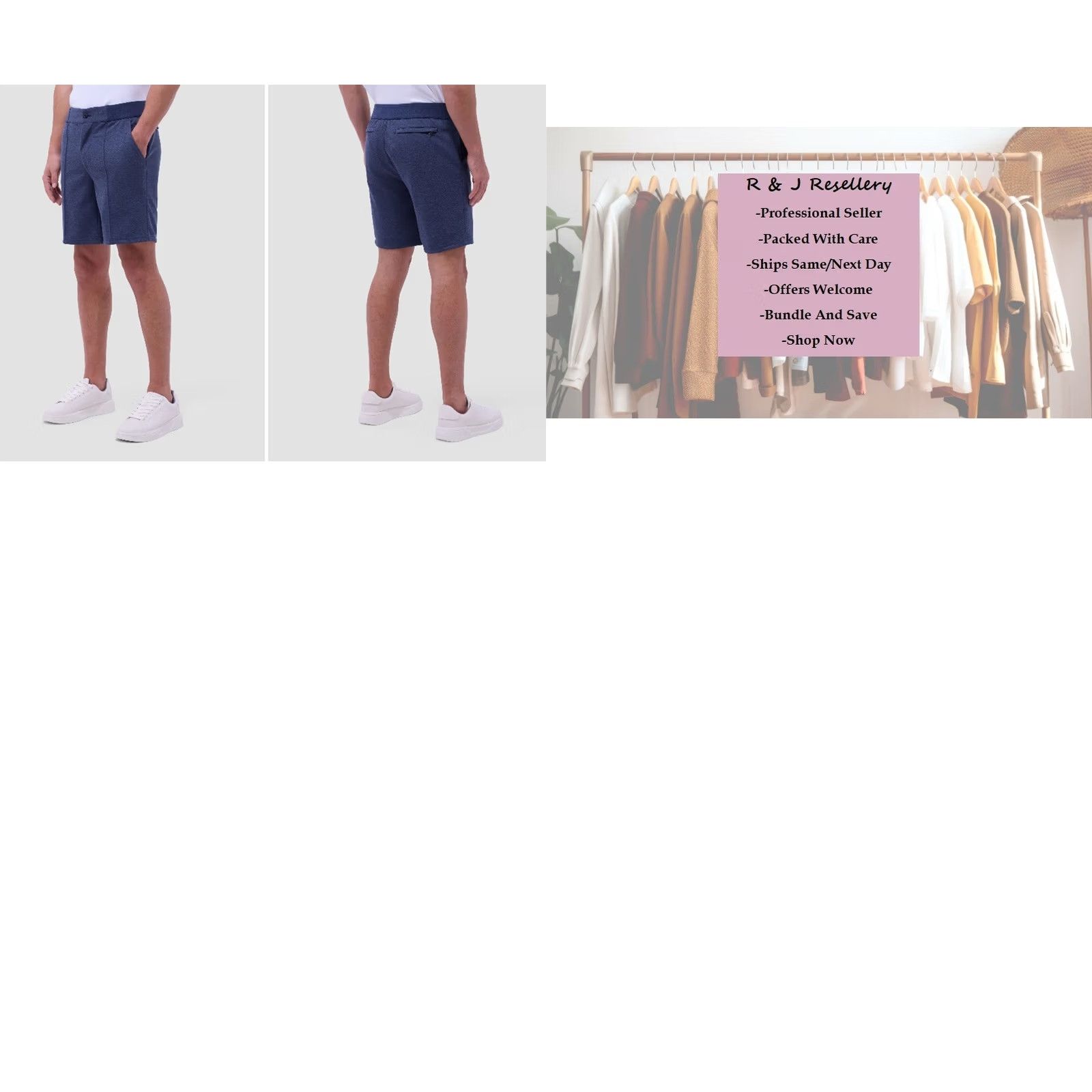 BUGATCHI BUGATCHI Men's Shorts Navy 2XL New With Tags Elastic Waist Inseam 8" Microfiber Polyester Spandex Rayon Chino Casual Travel Size US 39 - 8 Thumbnail
