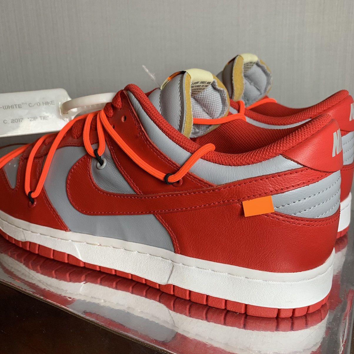 Nike × Off-White × Virgil Abloh Off-White Nike Dunk Low University Red Size US 12 / EU 45 - 3 Thumbnail