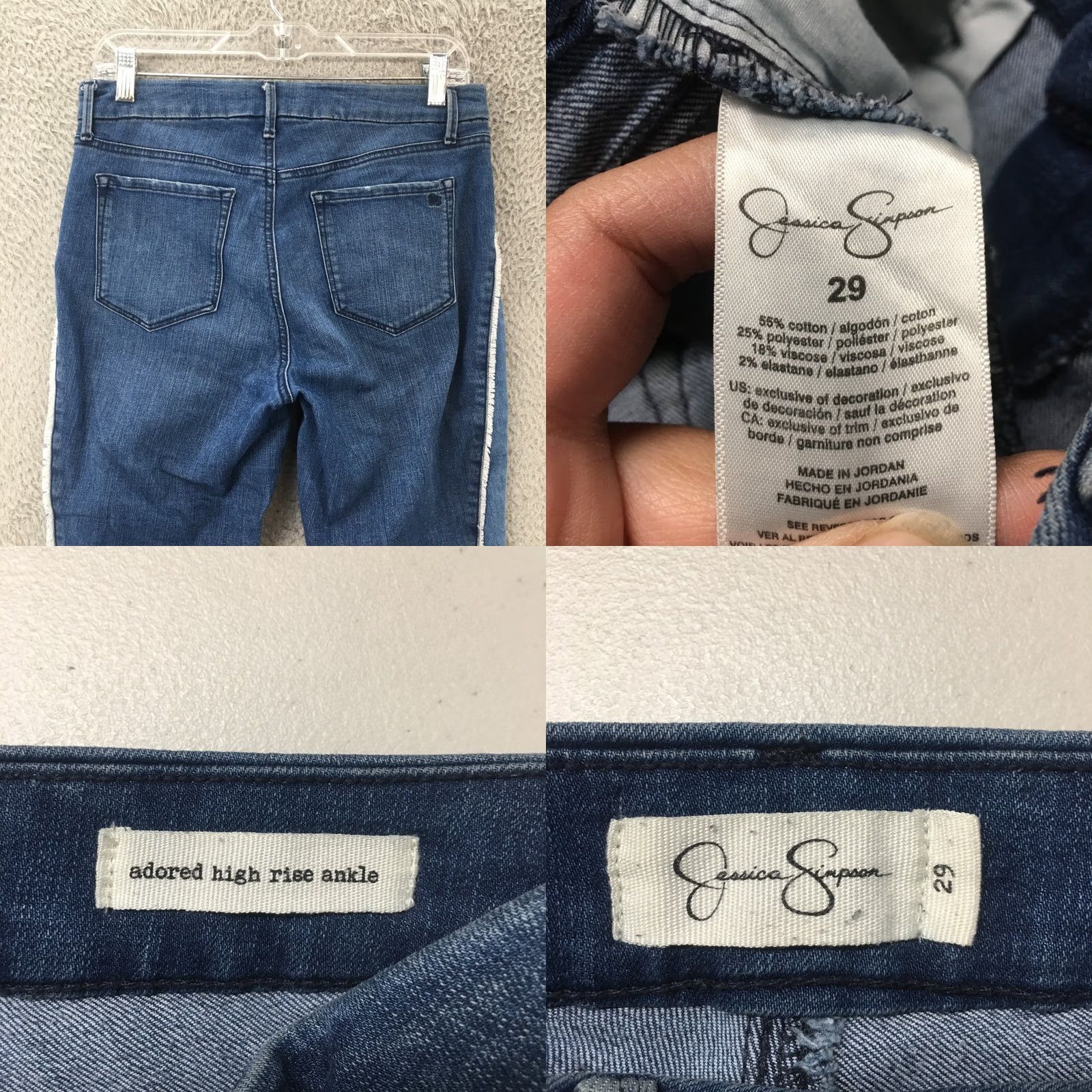 Jessica Simpson Jessica Simpson Adored High Rise Ankle Jeans Womens 29 Blue Denim Zip Size 29" - 9 Thumbnail
