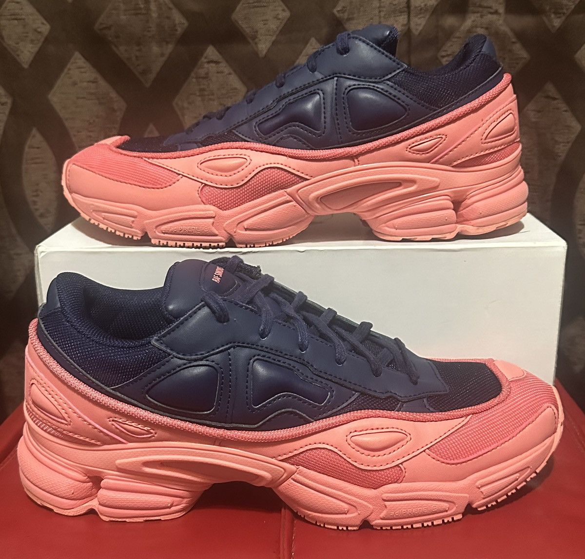 image of Adidas x Raf By Raf Simons Raf Simsons Ozweego Tactile Rose Pink & Blue Mens Sneaker 10