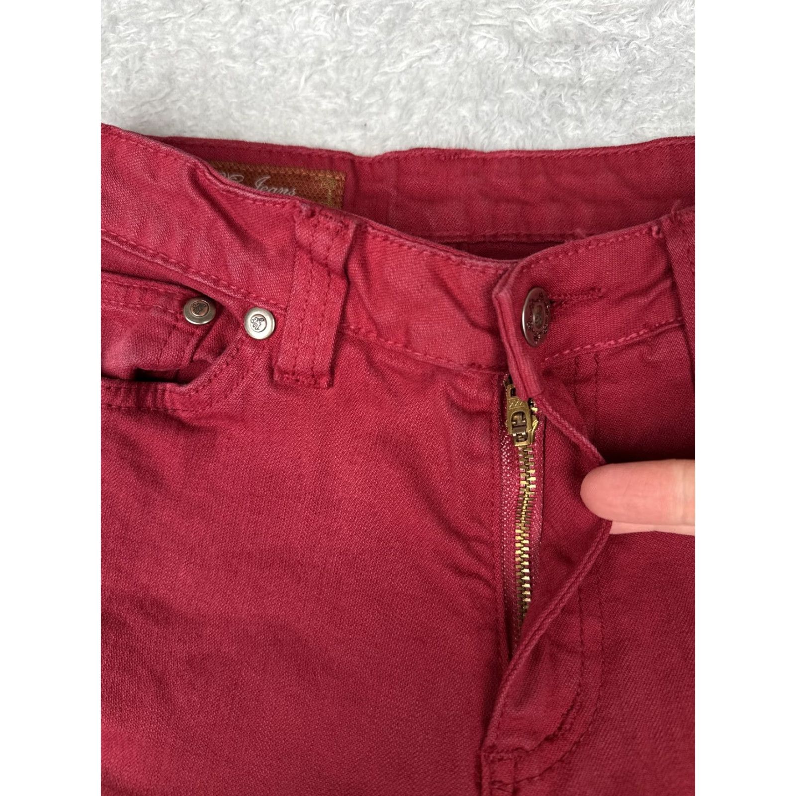 Denime Mu Jeans Womens Jeans Bootcut Red 4 Mid Rise Stretch Denim 31 Inseam 5-Pocket Size 27" / US 4 / IT 40 - 5 Thumbnail