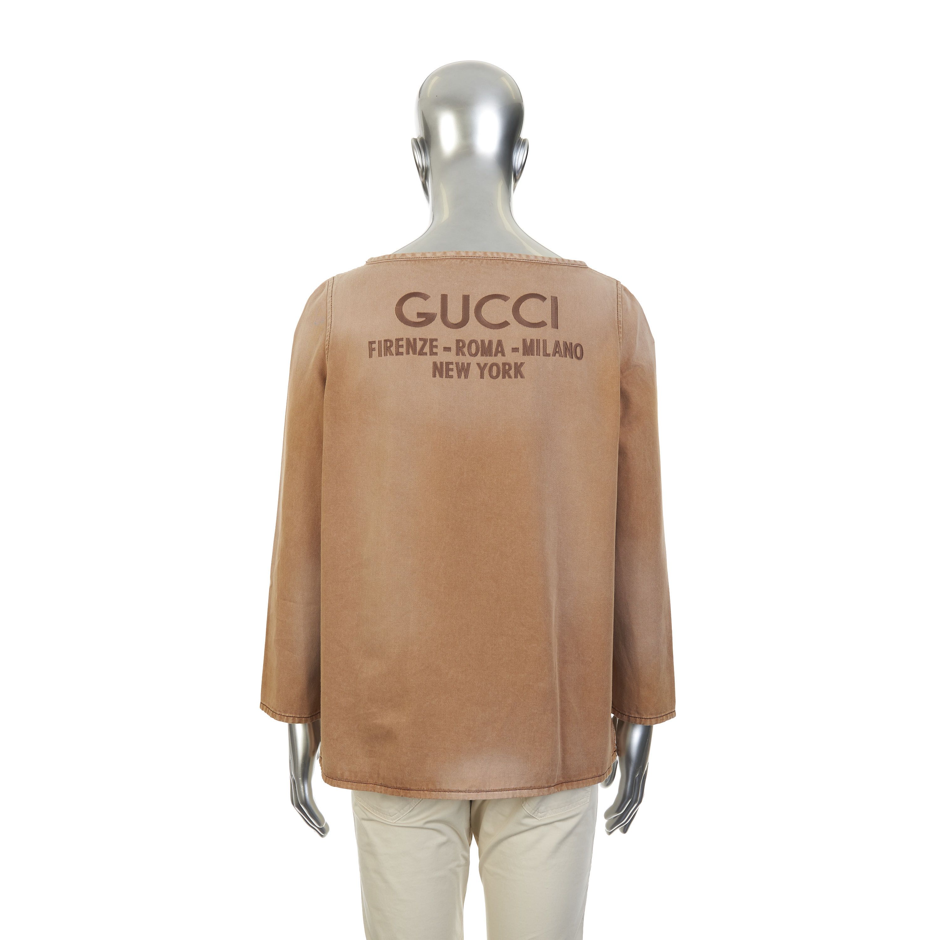 Gucci Longsleeve Tshirt In Heavy Denim With Cities Embroidery Size US M / EU 48-50 / 2 - 3 Thumbnail