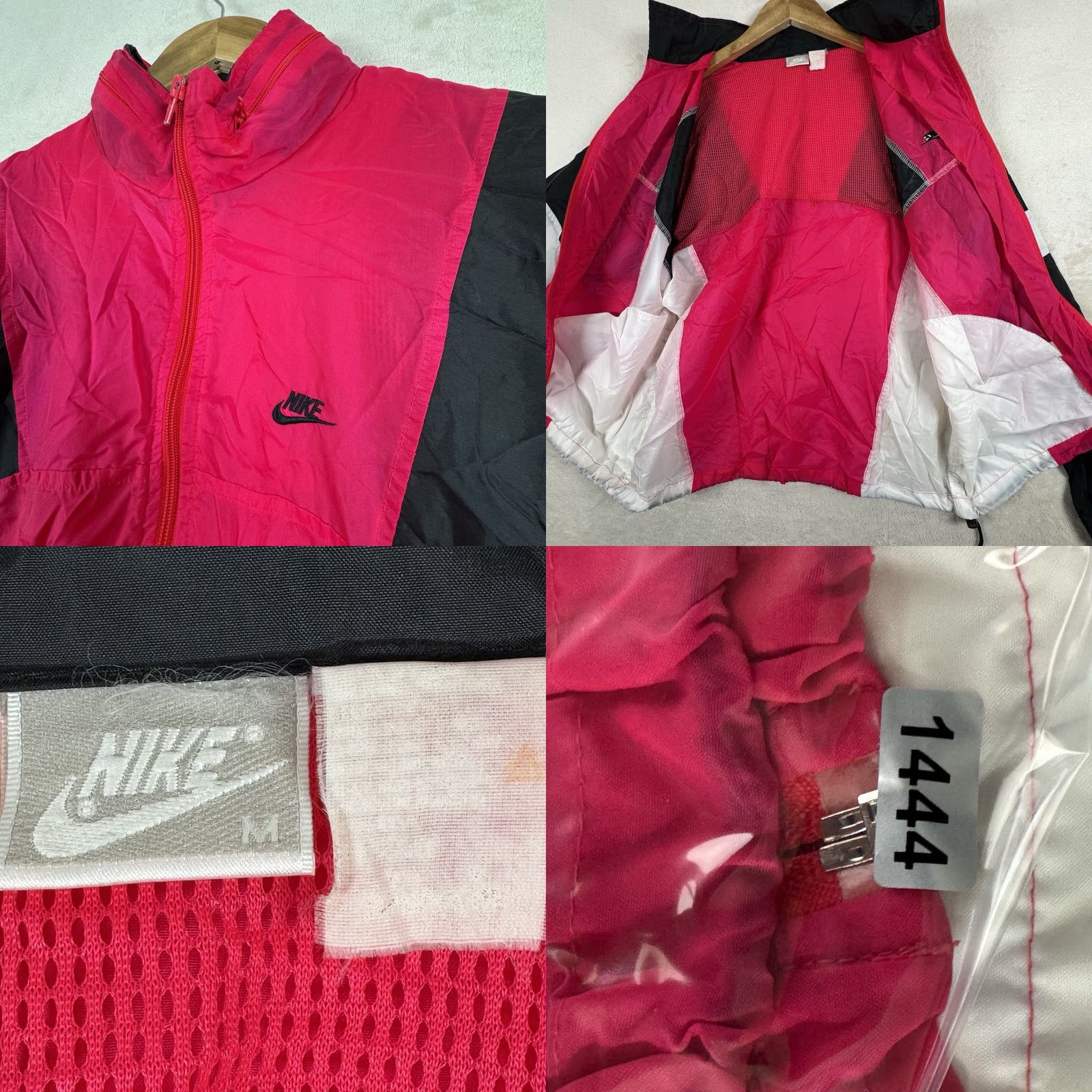 Nike VINTAGE Nike Windbreaker Jacket M Men Zip Hooded Black White Pink Neon 90s 80s Sports Geometric Pattern"} Size US M / EU 48-50 / 2 - 10 Thumbnail