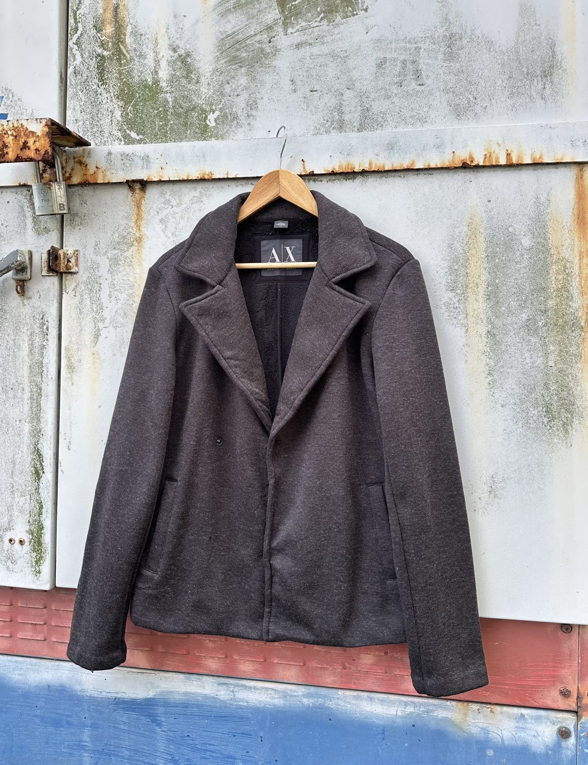 Armani Exchange Armani Exchange Fleece Lined Wool Double Breasted Jacket Size US M / EU 48-50 / 2 - 3 Thumbnail