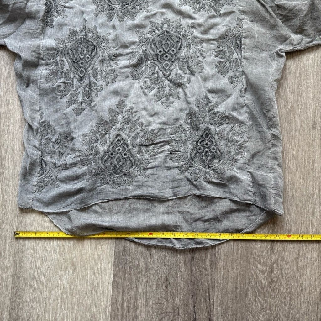 Other Gray Embellished 3/4 Sleeve Boxy Blouse Size L / US 10 / IT 46 - 6 Thumbnail