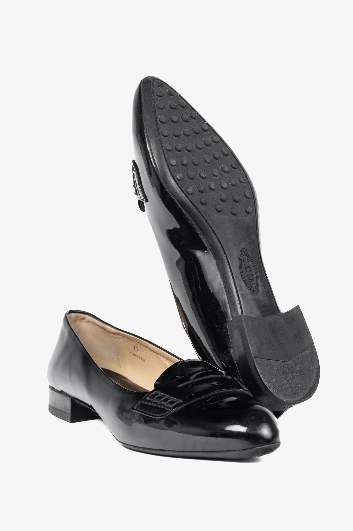Tod's Tod’s Black Patent-Leather Pointed-Toe Penny Loafers Size US 6.5 / IT 36.5 - 4 Thumbnail