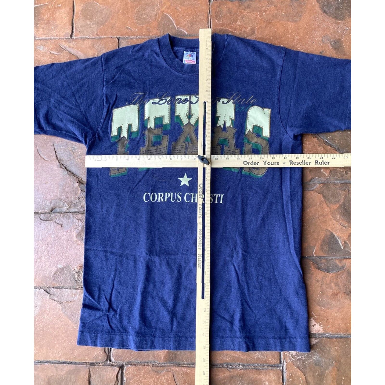 Fruit Of The Loom VINTAGE Lone Star State Texas Corpus Christi Souvenir Tourist T-Shirt Medium Blue Cotton Logo Crew Neck Short Sleeve Men M USA 90s 80s Graphic Print Size US M / EU 48-50 / 2 - 4 Thumbnail