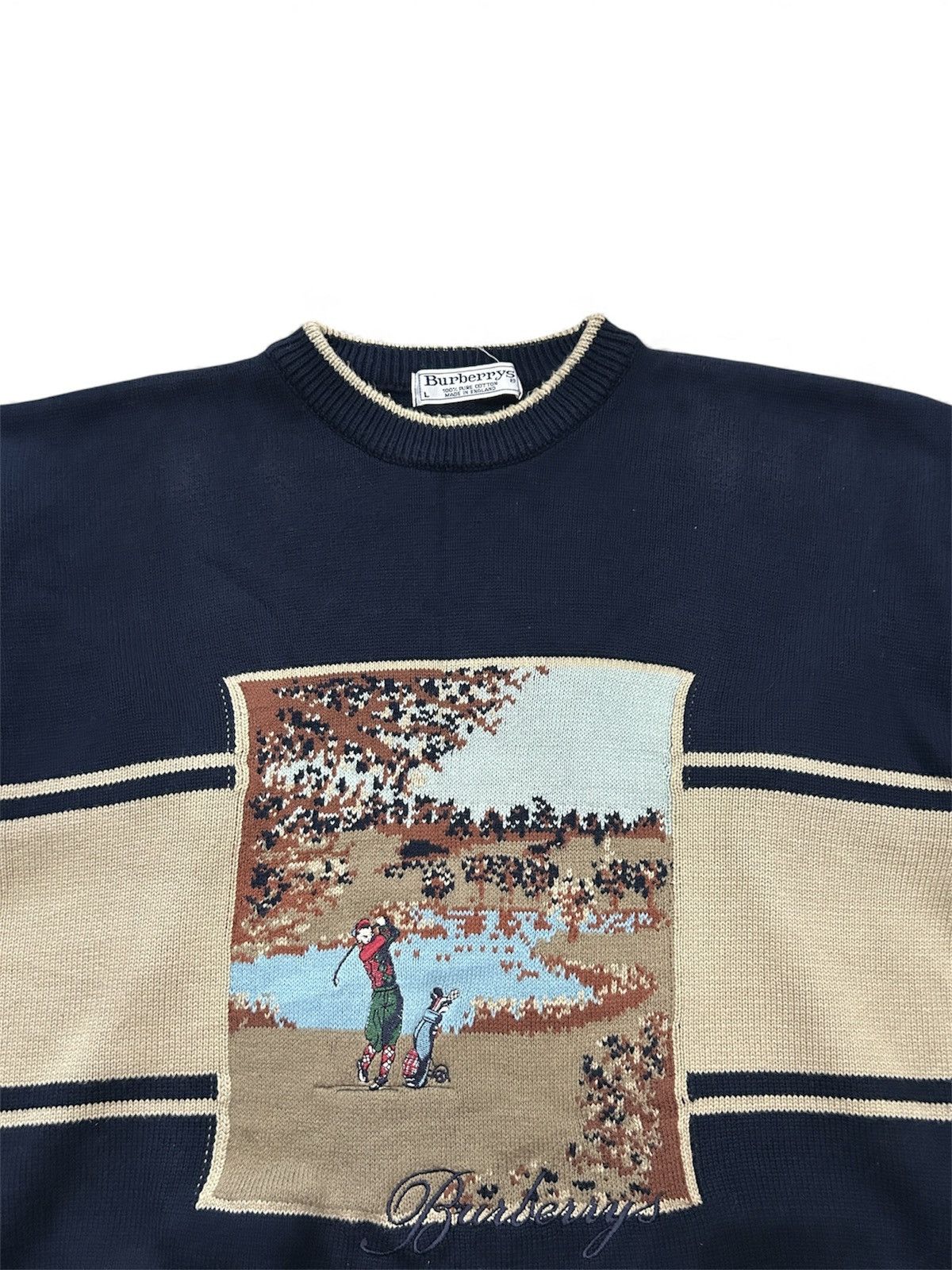 Burberry Vintage Burberrys Golf Logo Knitted Sweater Made in England Size US M / EU 48-50 / 2 - 7 Thumbnail