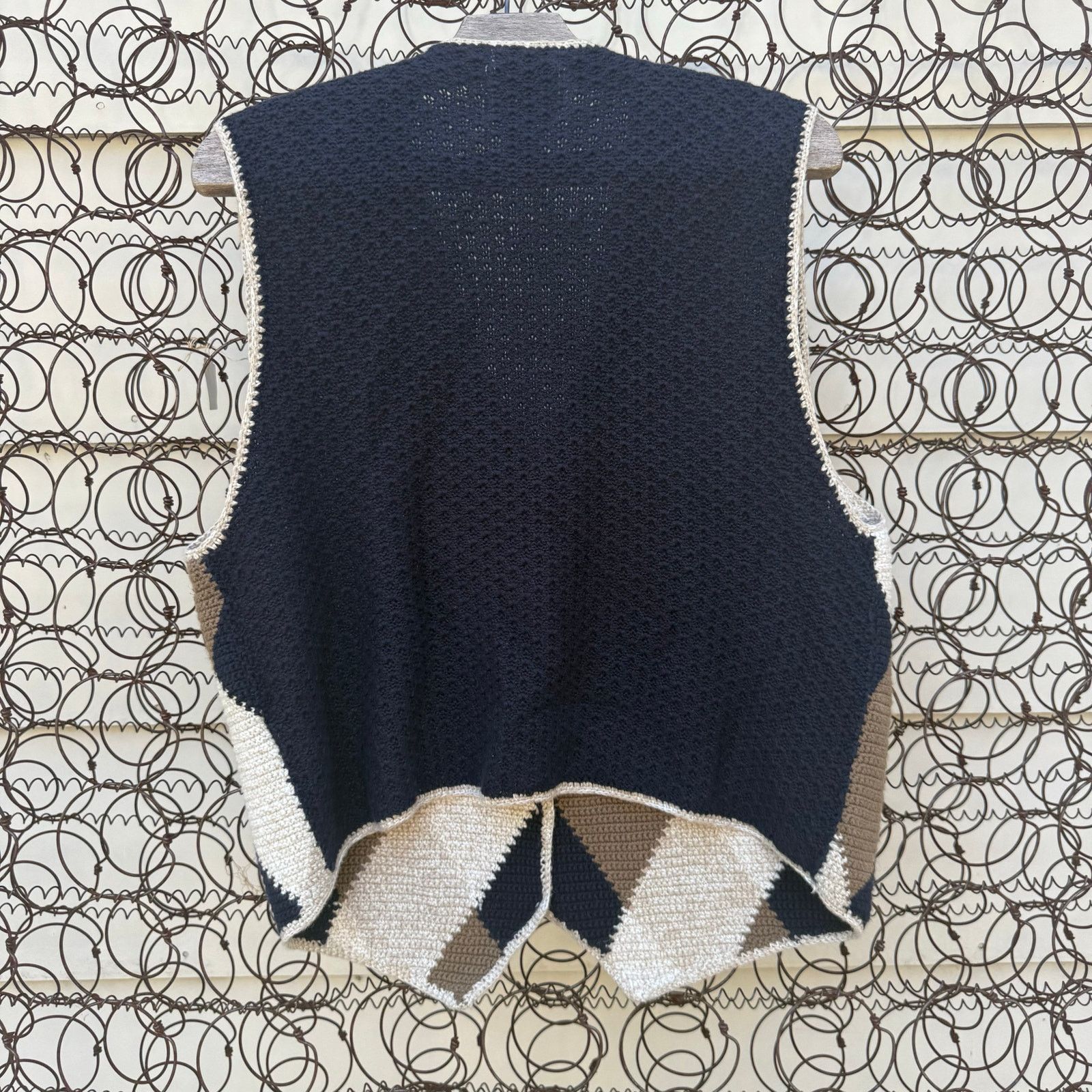 Vintage Grandpacore Neutral Boho Argyle Knit Sweater Vest LG Size L / US 10 / IT 46 - 6 Thumbnail