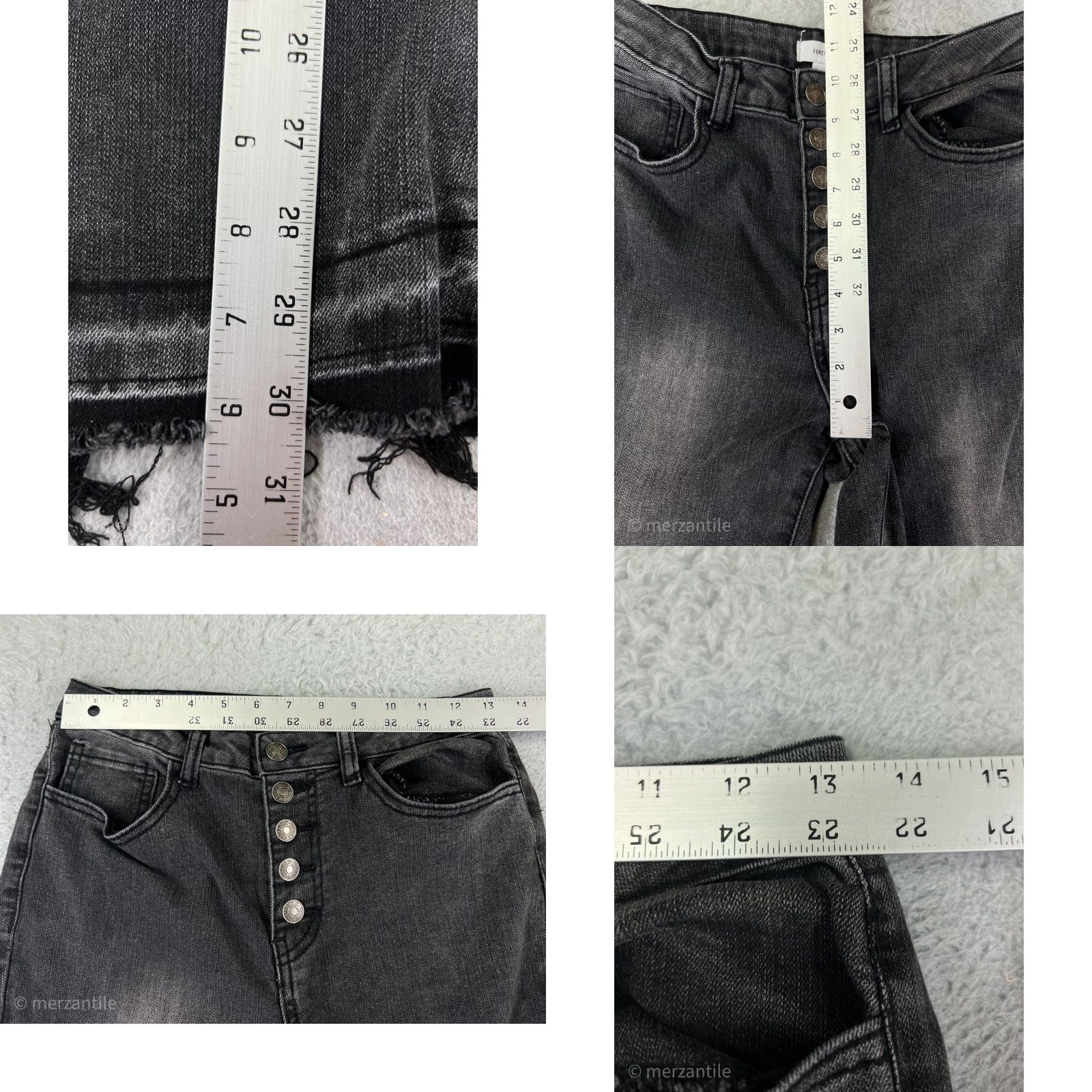 Forever 21 Forever 21 Jeans Women 27 Black Denim Flared 5-Pocket Stretch Cotton Button Fly Size 27" / US 4 / IT 40 - 9 Thumbnail
